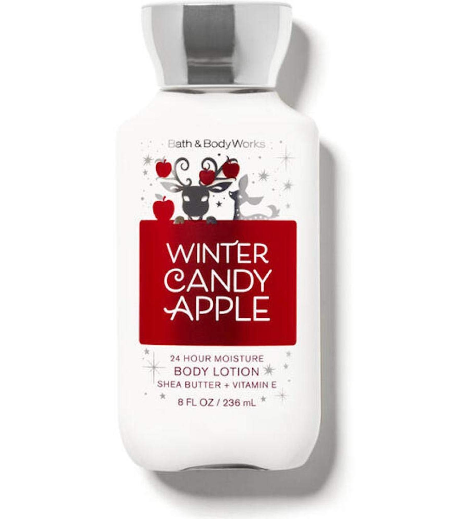 Bath and Body Works Body Care - Winter Candy Apple - 24 Hour Moisture Body Lotion w/Shea Butter + Vitamin E - Full Size 8 fl oz 8 Fl Oz (Pack of 1)