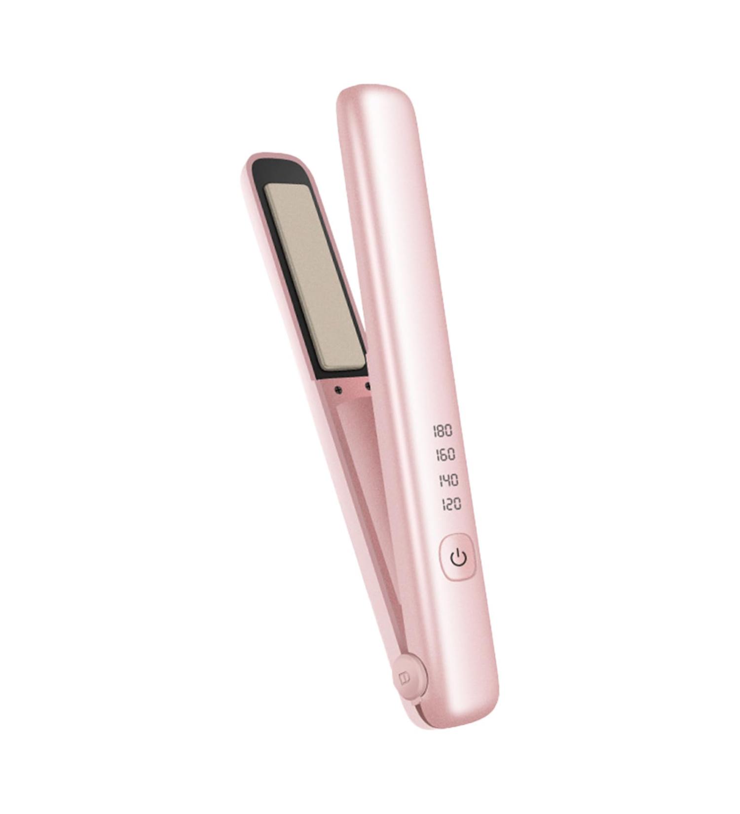 Wireless Hair Straightener & Curling Wand - Rechargeable Professional Hot Iron | Instant Heat Hair Tools - Daily Deals in Pink - Buy Online on GoSupps.com