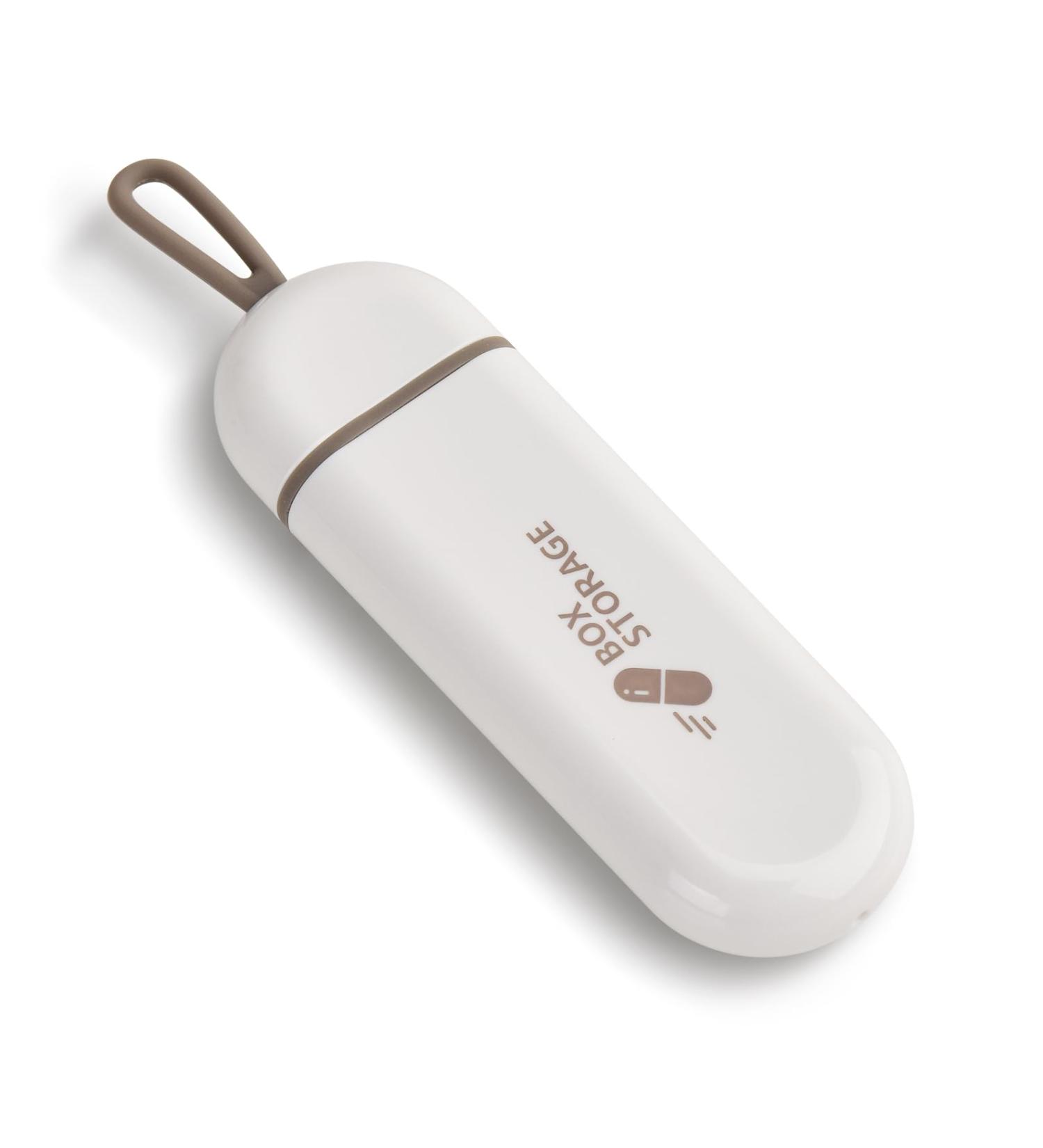 Tablet Pill Box for Vitamins & Medications - Small Portable Tight-Seal Design | White Gray - Buy Online on GoSupps.com