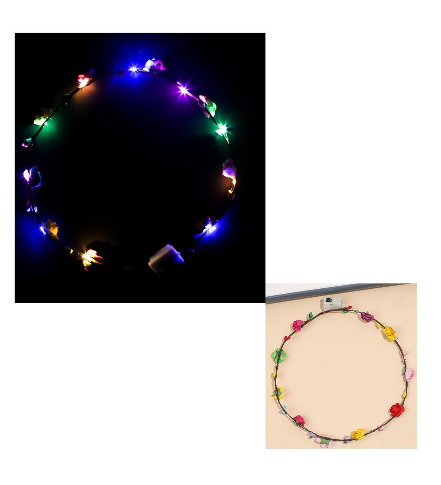 Qoiseys LED Flower Crowns Headbands for Women Birthday Parties Colorful Flower Hair Band For Halloween Christmas Party Costume Hair Accessories (02) - Buy Online on GoSupps.com