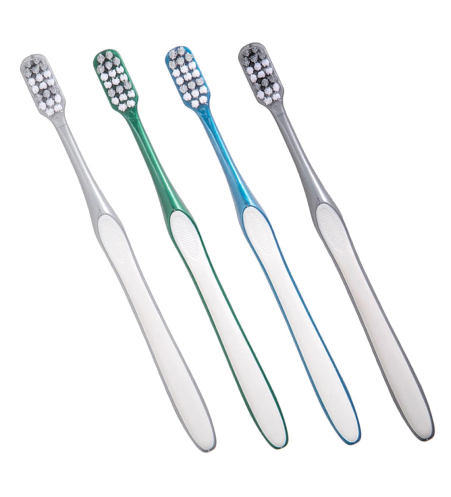 Mobestech 4-Piece Men's Travel Toothbrush Set - Hard Solid Brushes with Large Head & Fine Bristles for Effective Manual Cleaning - Buy Online on GoSupps.com