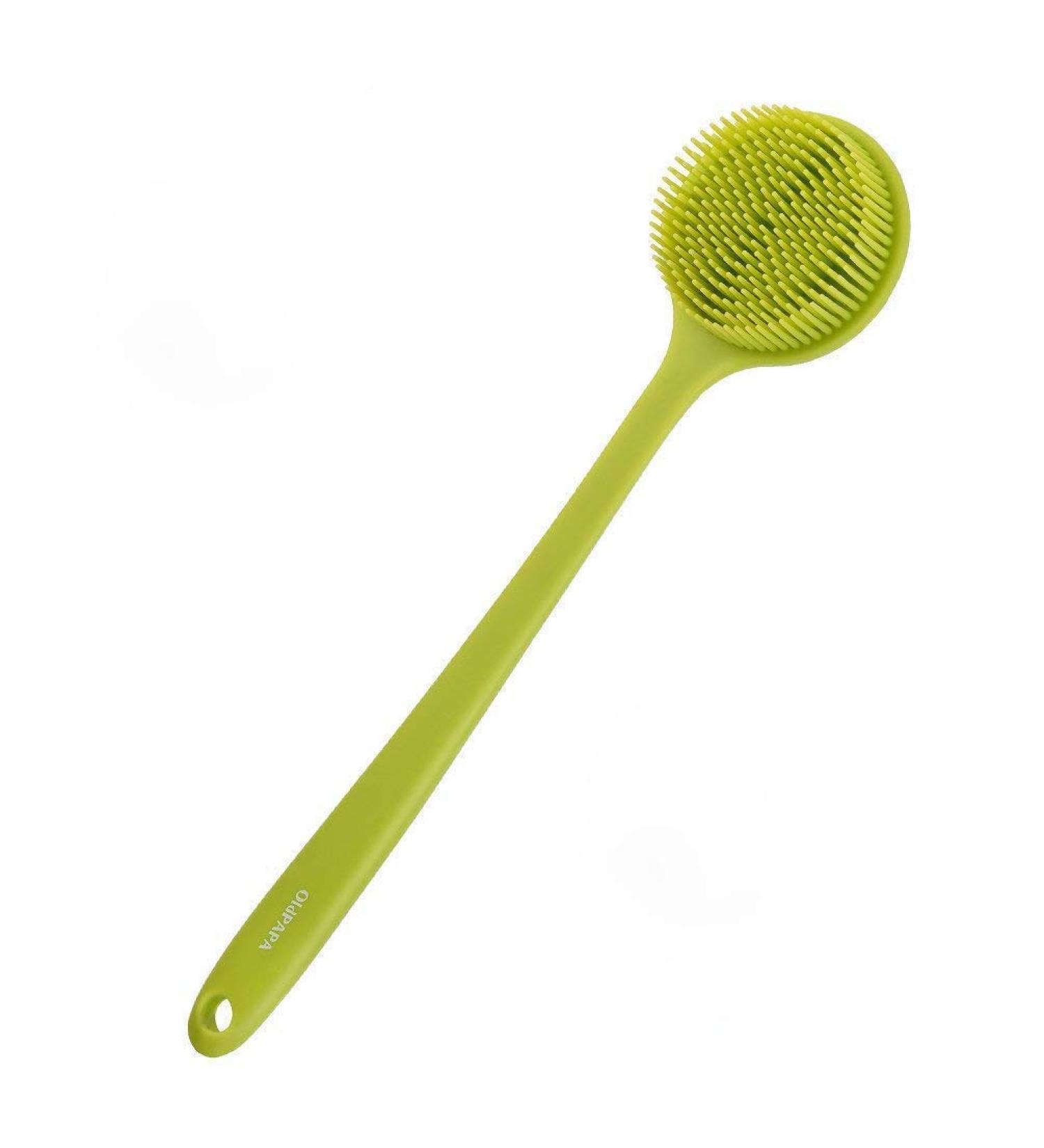 Buy Slickmart 2-in-1 Silicone Shower Body Brush - Soft Bristles & Long Handle for Gentle Cleaning and Massage (Green) | International Shipping - Buy Online on GoSupps.com