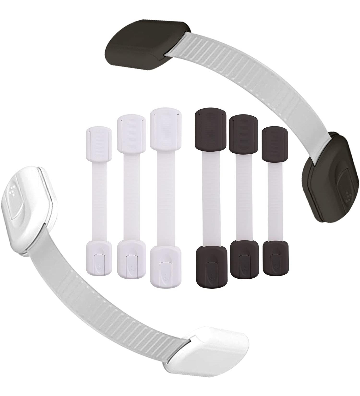Child Safety Cabinet Locks - Baby Proofing Latches for Cabinets, Drawers, Cupboards, Fridge, Toilet - 8 Pack White & Black - Buy Online on GoSupps.com
