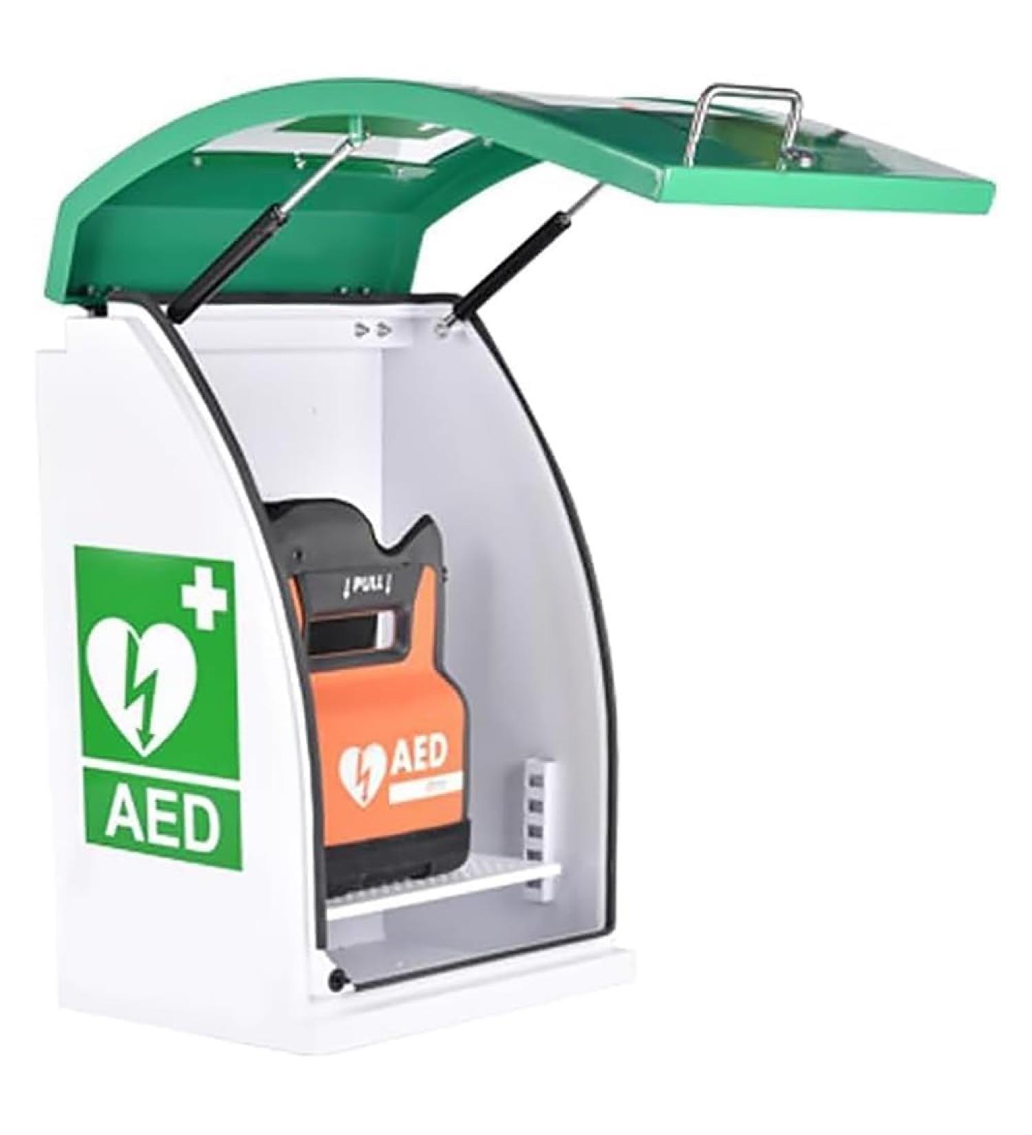 Qianmei Wall-Mounted AED Defibrillator Storage Cabinet with Key & Alarm - Ideal for Homes Schools Clubs & Groups - Buy Online on GoSupps.com