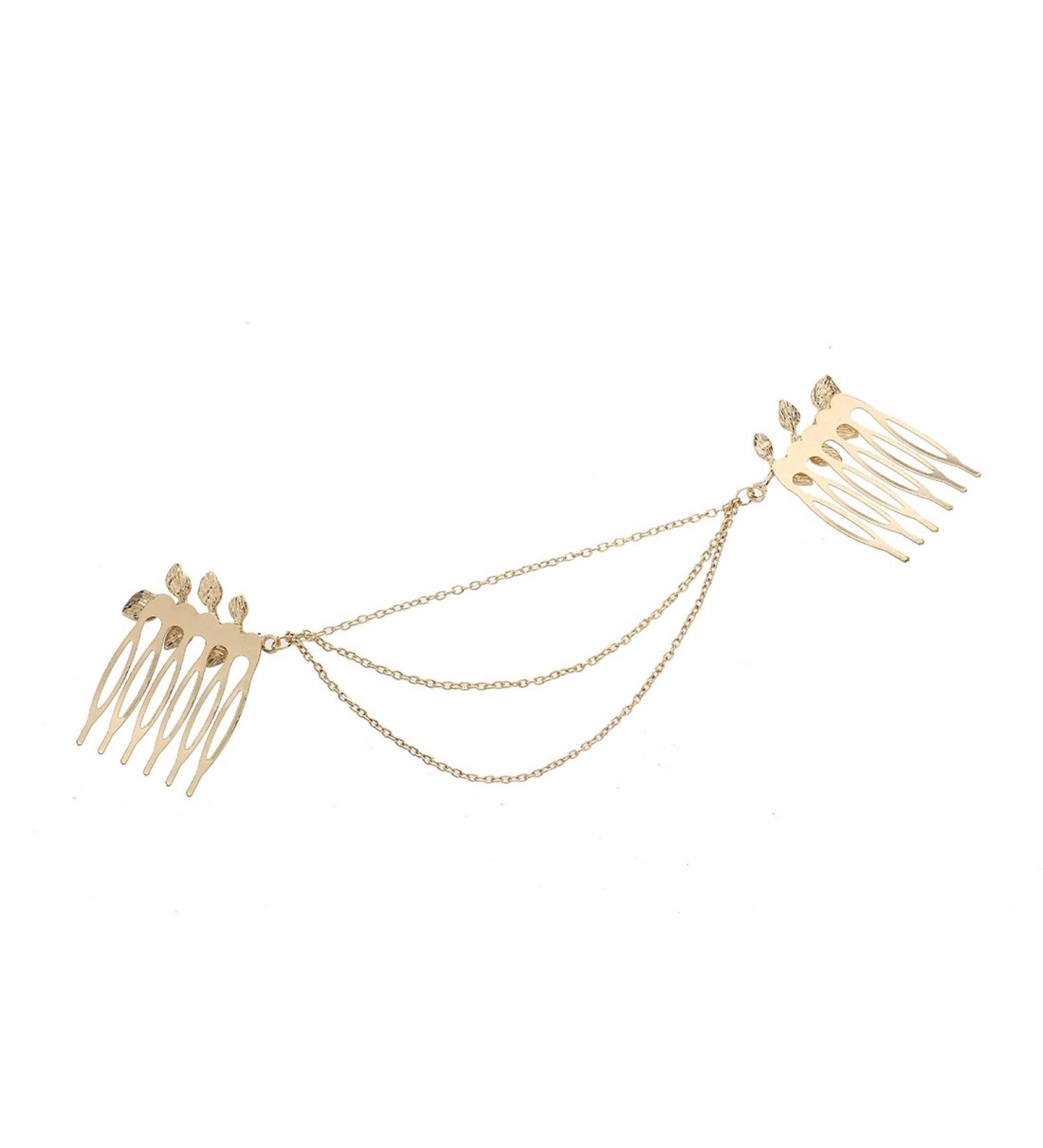 Jiklophg Chic Chain Leaf Headband Hair Comb Slide - Buy Online on GoSupps.com
