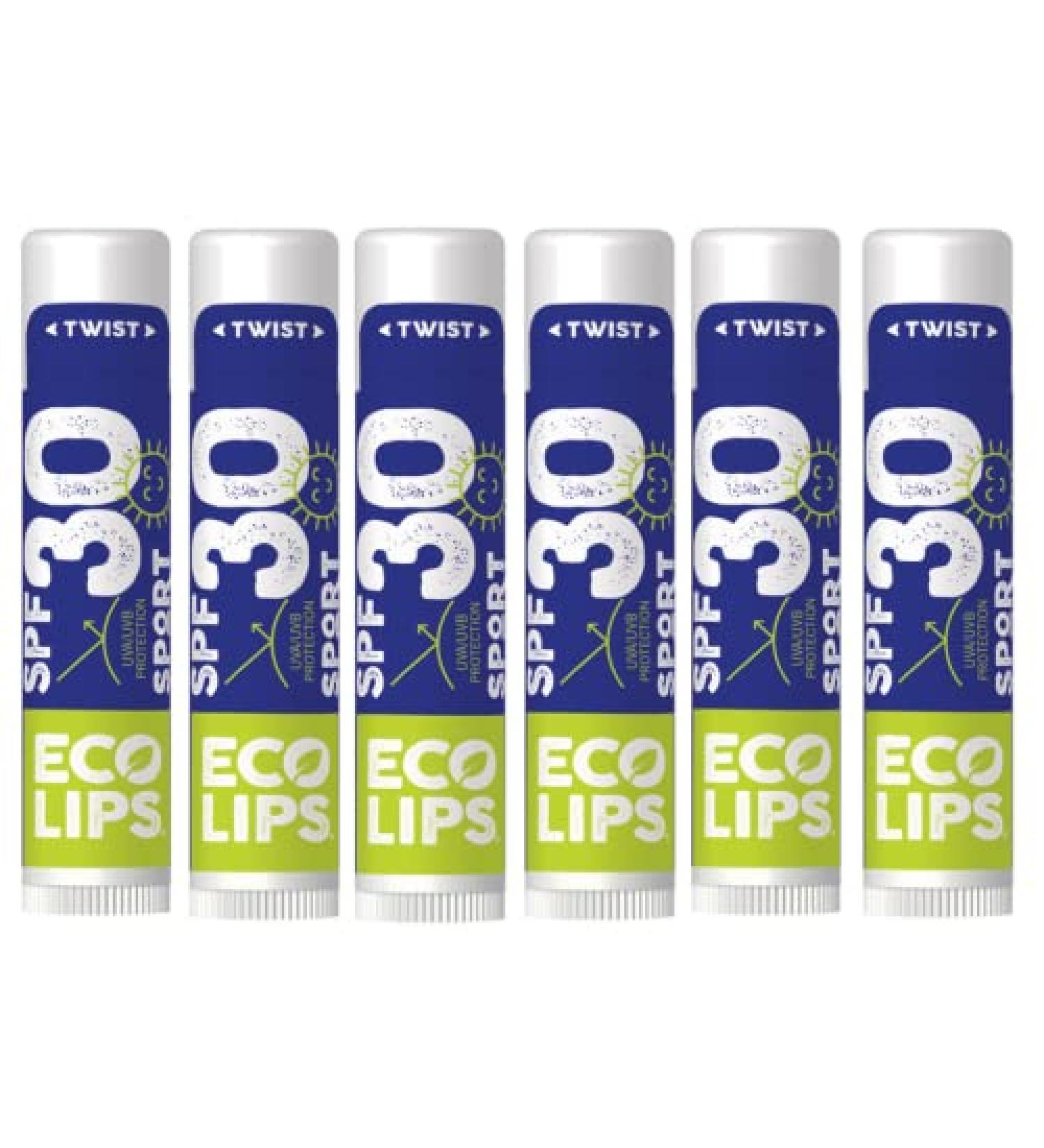 Eco Lips Classic Sport SPF 30 Broad Spectrum Sunscreen Lip Balm 6-Pack (Classic Vanilla) | Organic Moisturizing Lip Protection | Made in USA, Cruelty-Free Outdoor Lip Care - Buy Online on GoSupps.com