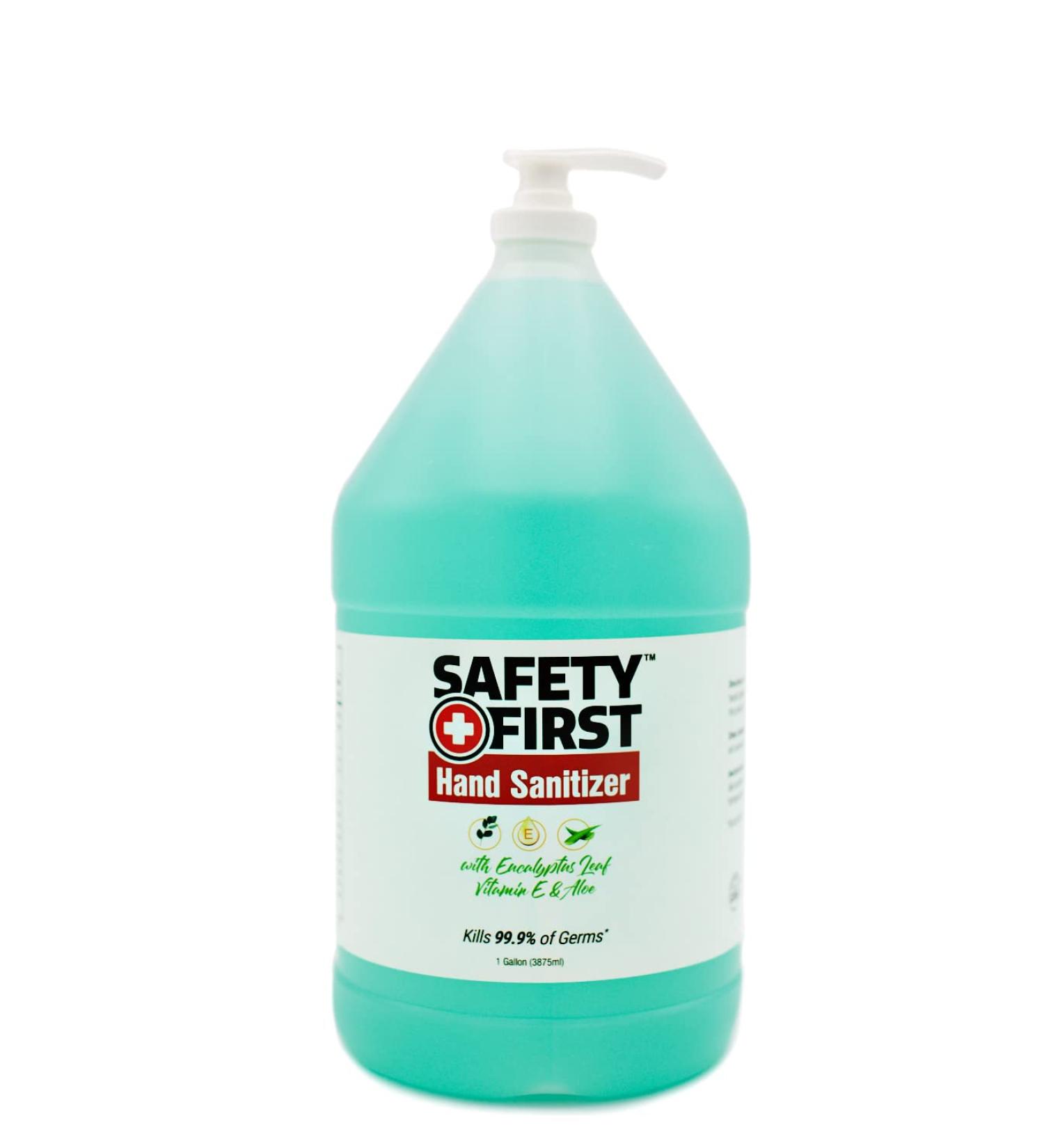 Buy Safety First Eucalyptus Hand Sanitizer 1 Gallon Gel - Aloe Vera & Vitamin E 70% Alcohol Moisturizing Refreshing Scent International Shipping - Buy Online on GoSupps.com