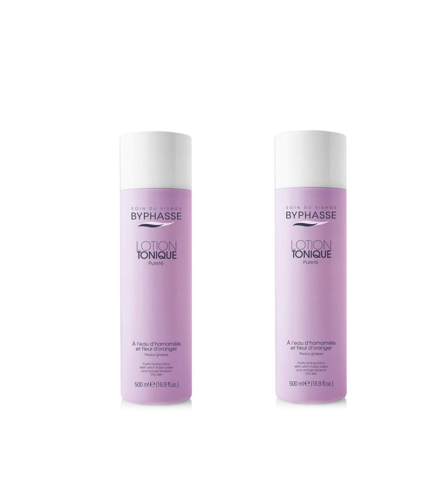 Byphasse LOT OF 2 - Purity tonic lotion with witch hazel water and orange blossom for oily skin - 500 ml - Oily skin - Buy Online on GoSupps.com