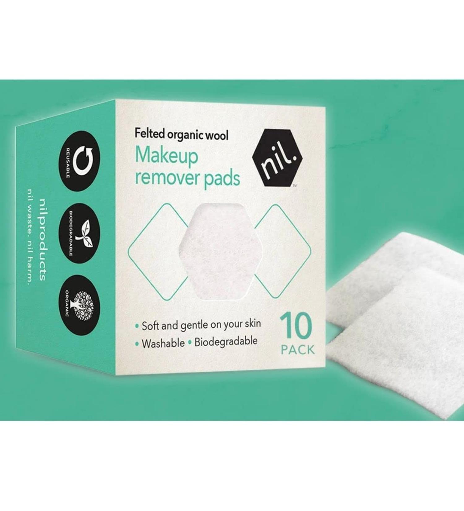 NIL Washable Makeup Remover Pads - Eco-Friendly Zero Waste Wipes for Gentle Cleansing - 10 Reusable Woolen Pads for Eyes Face & Lips - Buy Online on GoSupps.com