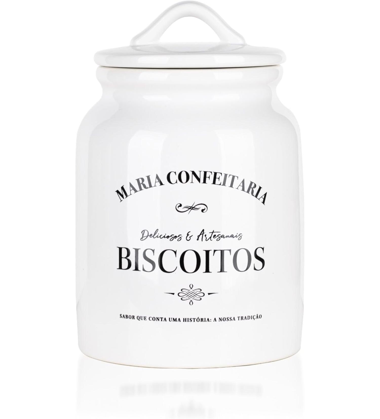 Quinta de Jugais Ceramic Jar with Apple and Cinnamon Biscuits 150g of Crispy Biscuits in a Reusable Decorative Jar Traditional Flavor