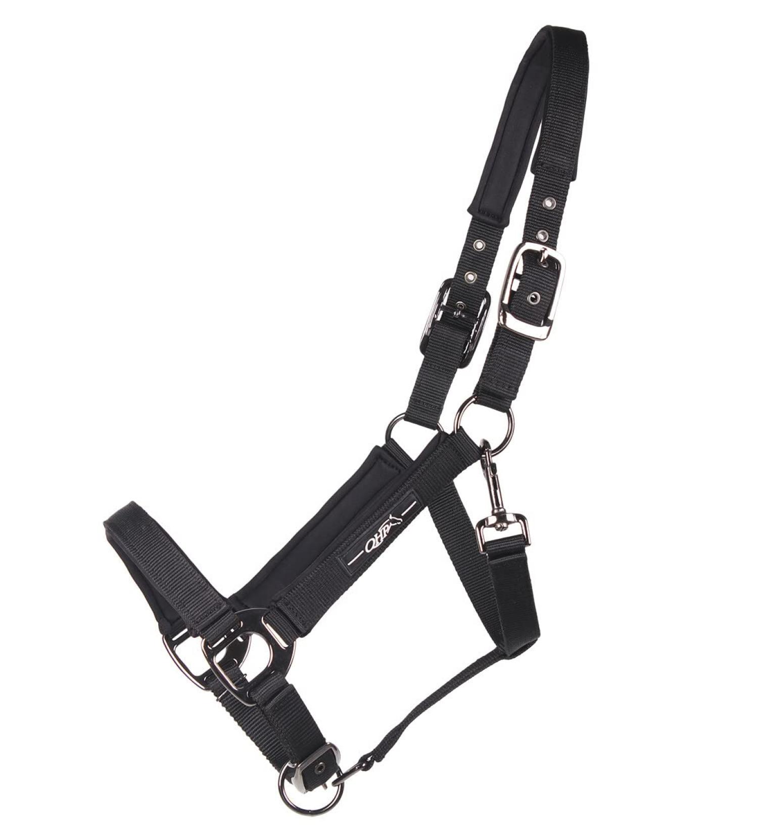 QHP Halter Deluxe soft padded 3-way adjustable (thoroughbred black) Thoroughbred black