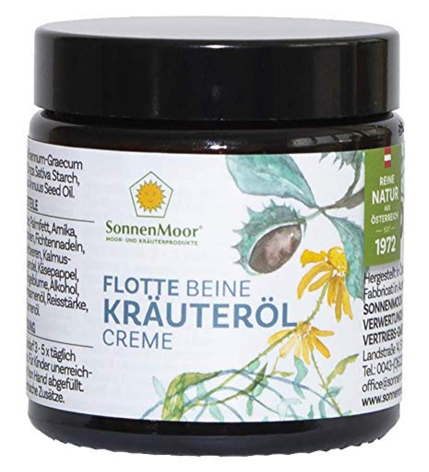 Herbal Ointment from SonnenMoor - Fast Legs Vein Cream for Stressed Skin & Legs | 90g Glass Jar - International Shipping - Buy Online on GoSupps.com