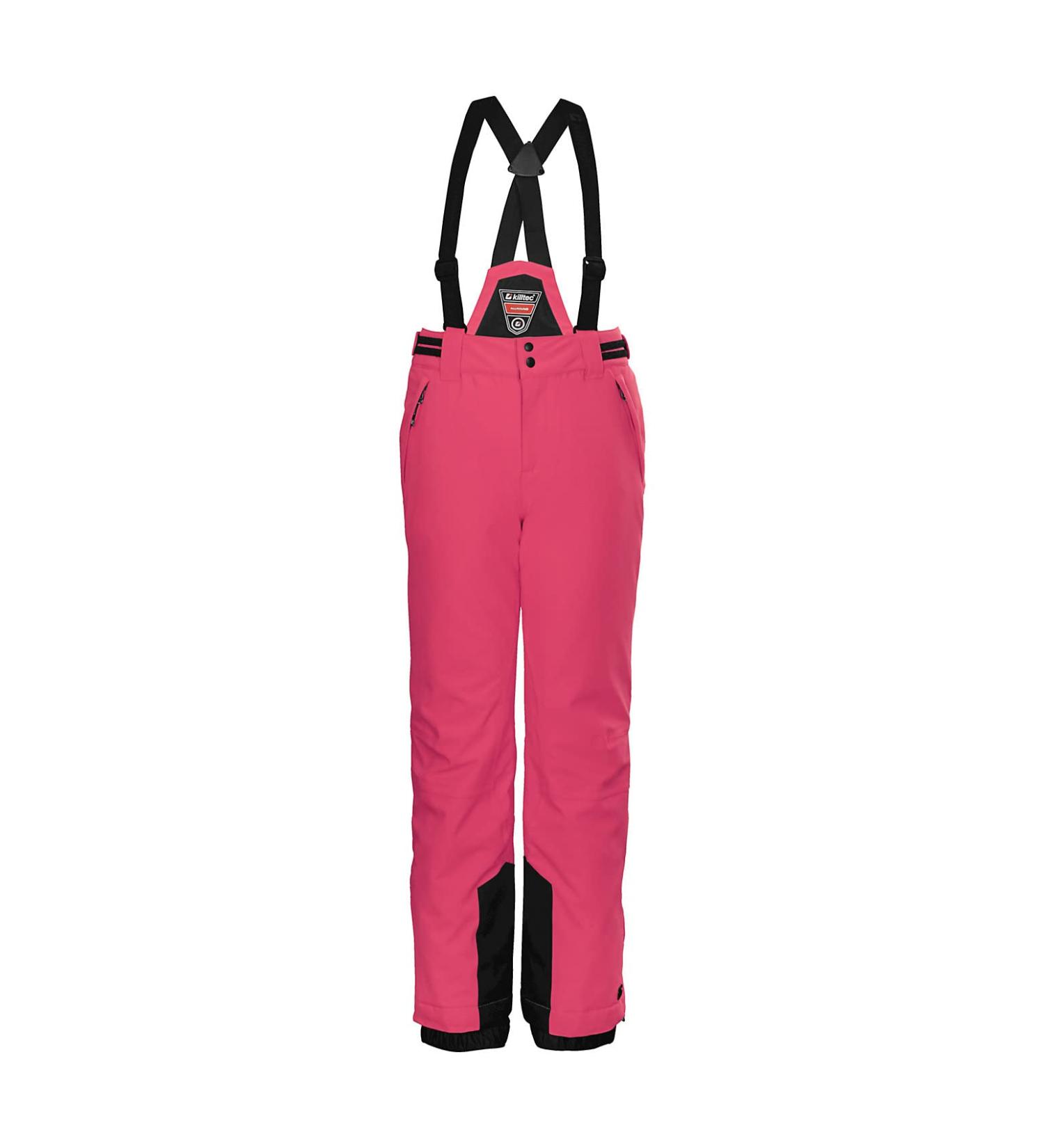 Killtec girls' Ksw 77 Grls Pnts functional ski pants with zip-off bib snow guard and edge protection neon pink 176 EU