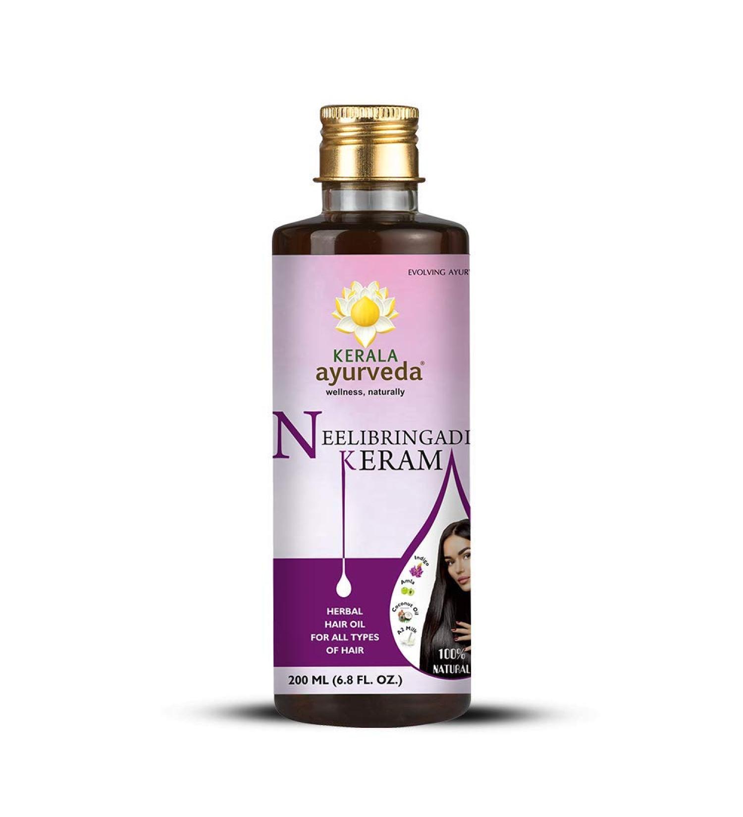 Kerala Ayurveda Neelibringadi Keram - Herbal Hair Oil with Bringaraj and Amla | Promotes Natural Colour, Shine, and Strength | 6.8 Fl Oz - Buy Online on GoSupps.com