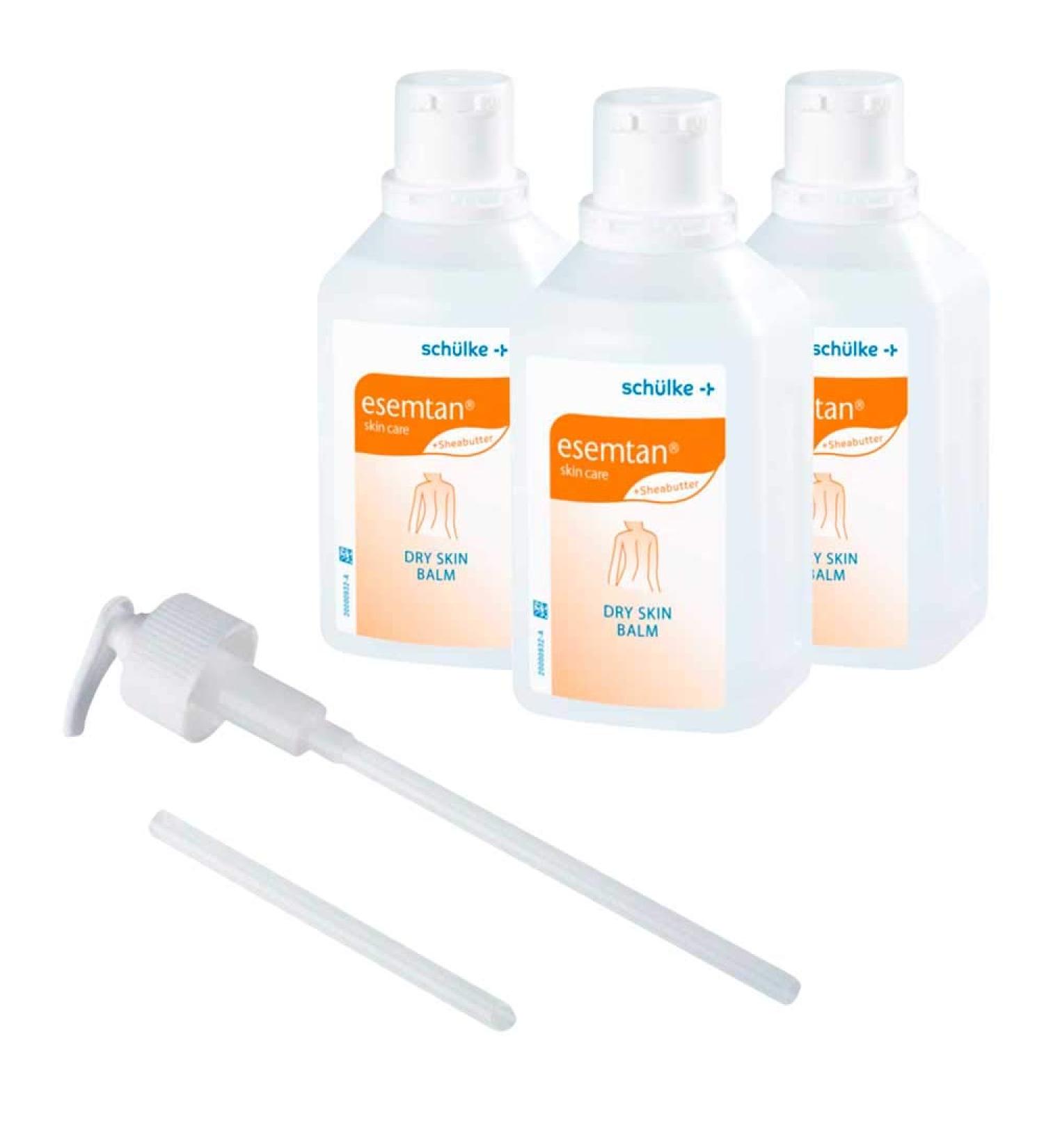 3x 500 ml Schlke Esemtan Dry Skin Balm Care Balm Skin Lotion Cream dye-free + 1x dosing pump