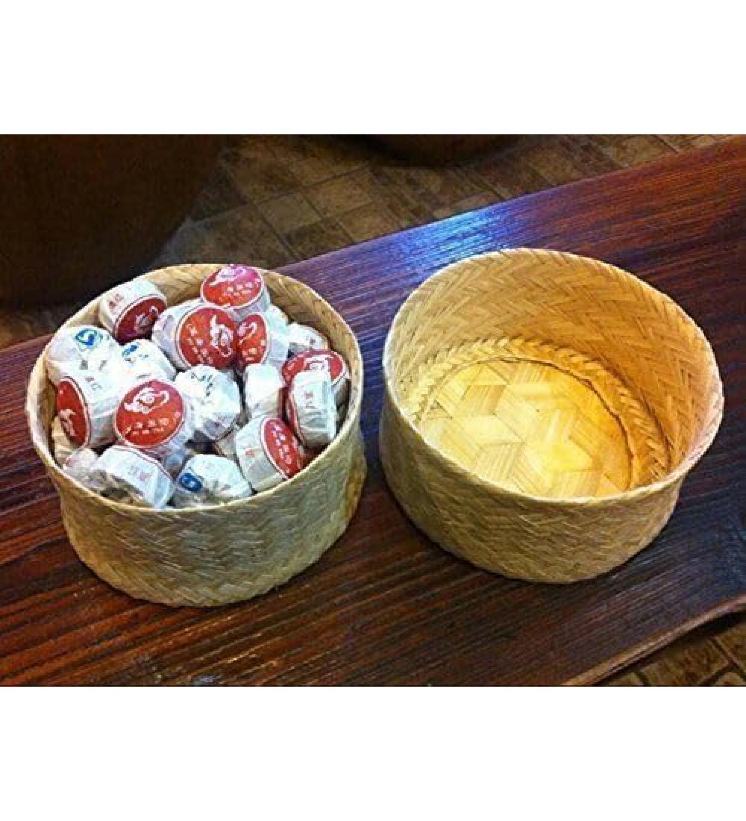 WENXUANSU:Pu erh mini tea cakes fermented Tuocha top grade total 270 grams in bamboo box