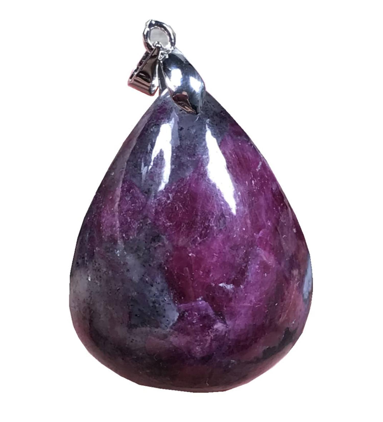 Natural Ruby Zoisite Pendant - Rare Red Green Crystal Stone Jewelry for Men & Women | Luck & Wealth Gift 34x26x12mm - Buy Online on GoSupps.com