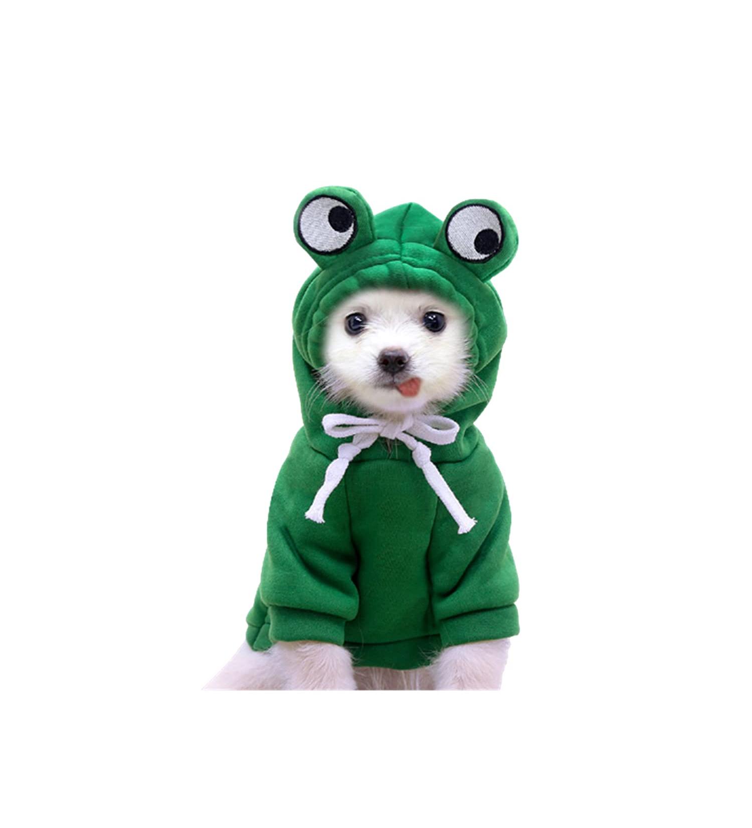 Frieyss Cute Green Dog Hoodie - Dog Fleece Sweater for Dogs Puppy Coat (X-Large) - Buy Online on GoSupps.com