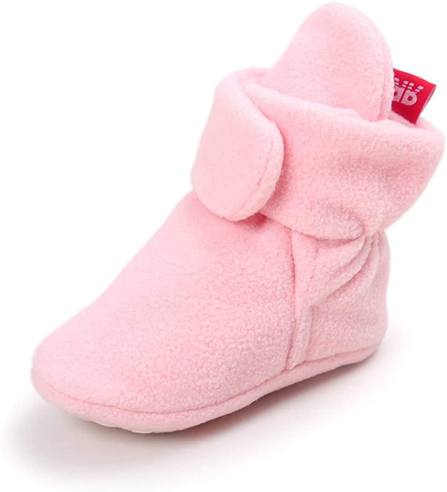 TMEOG Baby Booties Slippers Infant Boots Newborn First Walking Shoes Baby Winter Sock Crib Shoes for Boys Girls 0-18Months 12-18 Months A Pink