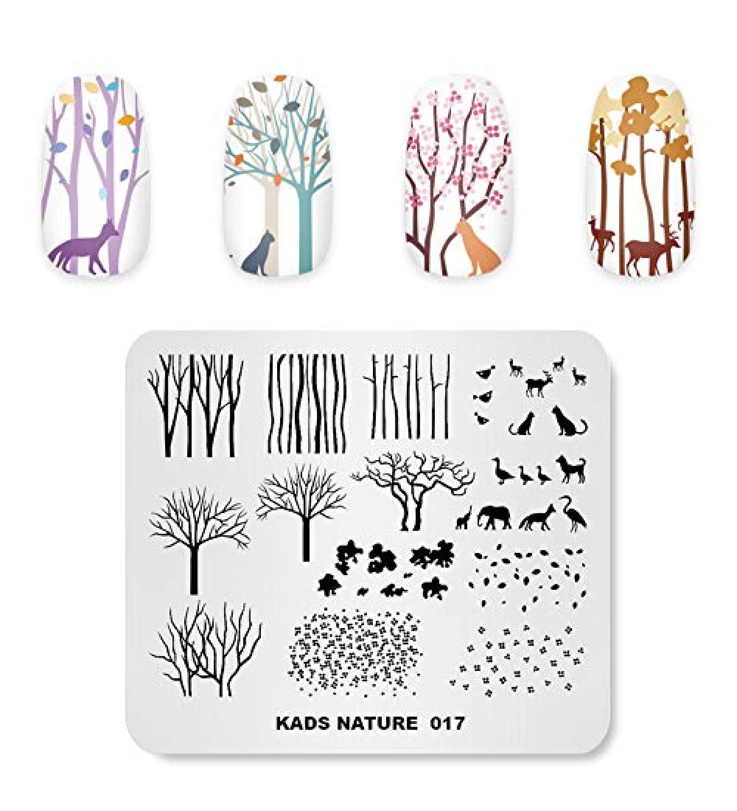 KADS Nail Stamping Plate Charming Fall Scenery Tree Defoliation Nature Template for Nail Art DIY (NA017) - Buy Online on GoSupps.com