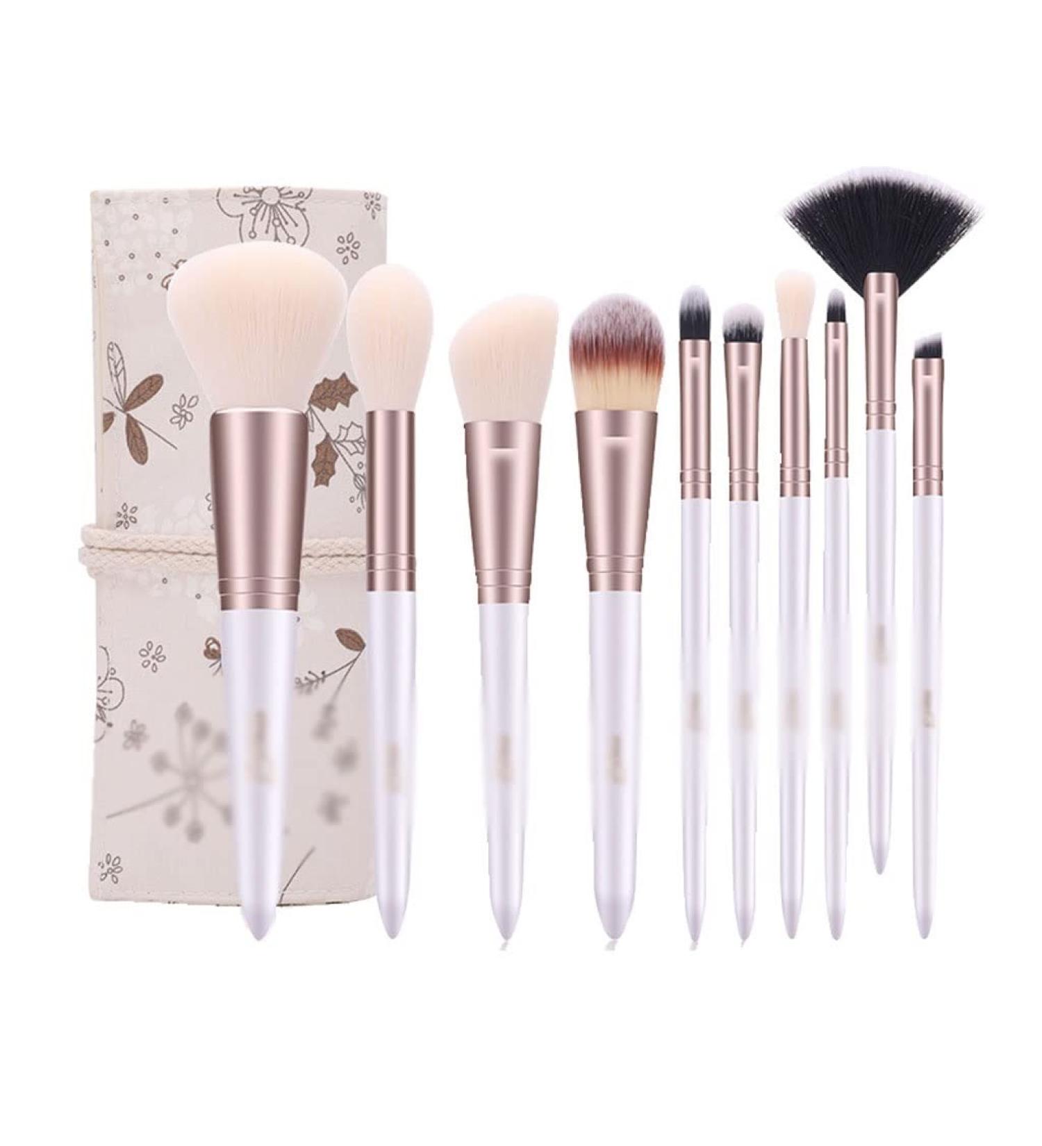 10-Piece Makeup Brush Set | Professional Loose Powder & Eyeshadow Brushes for Flawless Application - Ships Internationally - Buy Online on GoSupps.com
