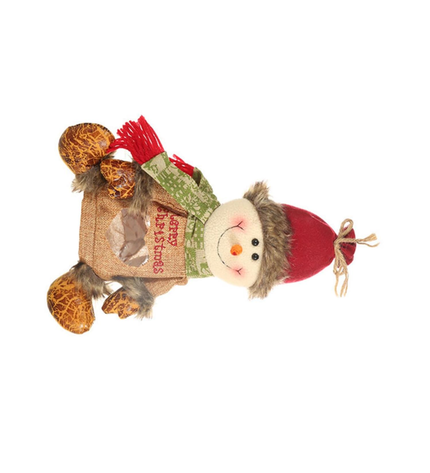 SEWOART Bag Snowman Pocket Candy Heart Shape Linen Pouch Transparent Christmas Favor Party Window - Buy Online on GoSupps.com