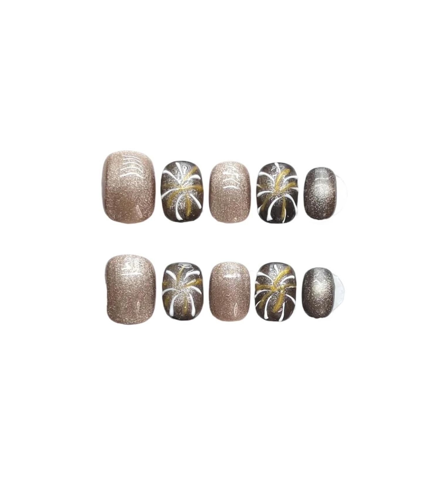 10Pcs Cat Eye Handmade Press On Nails with Gradient Design False Nails Full Cover Ballerina Wearable Artificial Nail Tips (Color : 6 Size : Xs)