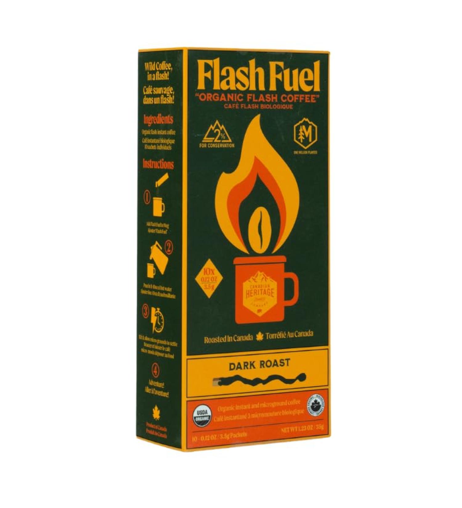 Flash Fuel Organic Instant Coffee - Dark Roast Coffee - Wild coffee in a flash - Perfect for hunting camping or on the go - Single serve sticks (3.5g x 10 sachets) Dark Roast - Dark Chocolate 35 g (Pack of 1) - Buy Online on GoSupps.com