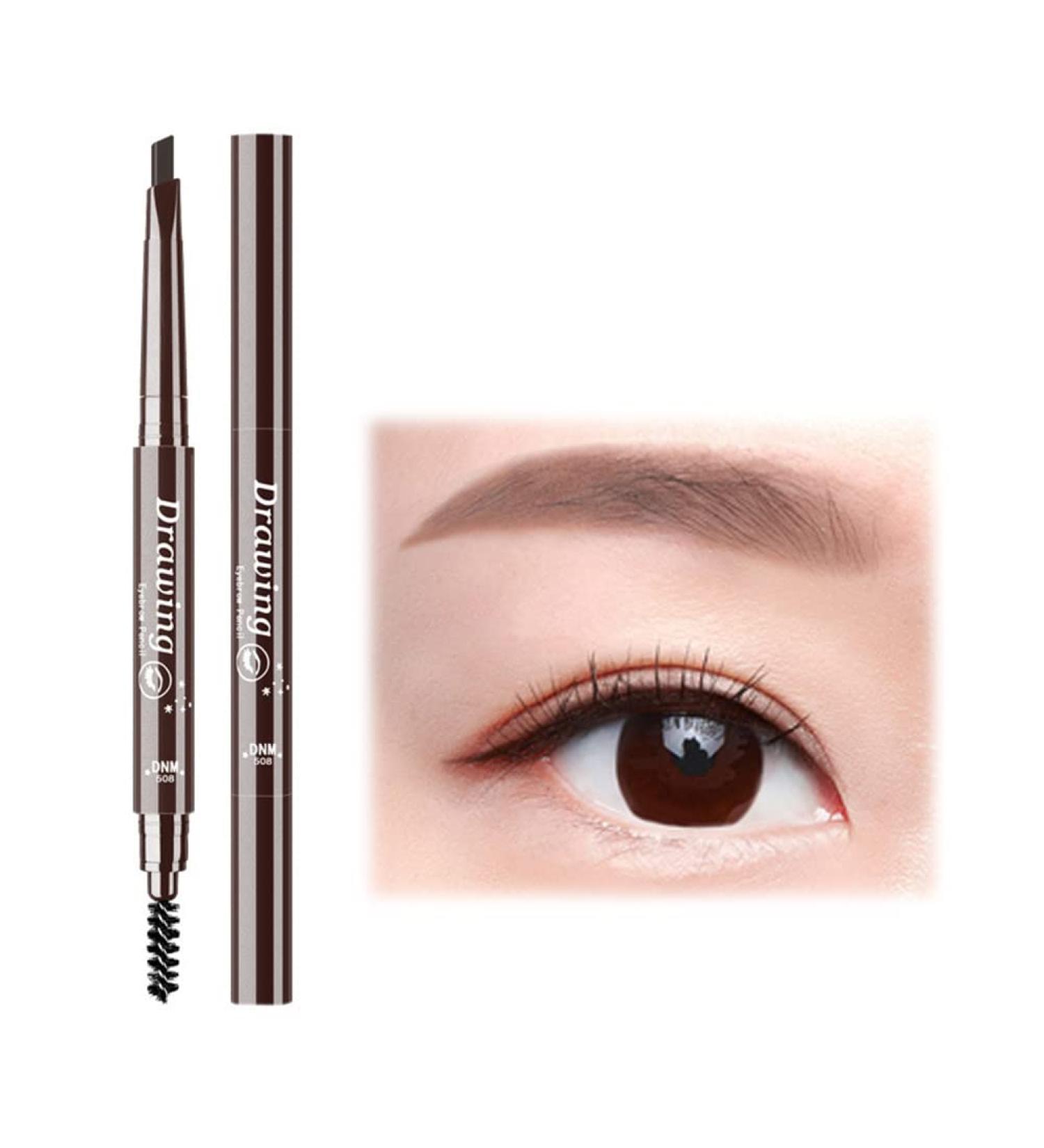 Maedack Eyebrow Pen - 1PCS Makeup Double Head Automatic Eyebrow Pencil Natural Waterproof Lasting Eyebrow Pen with Eyebrow Brush gray coffee - Buy Online on GoSupps.com