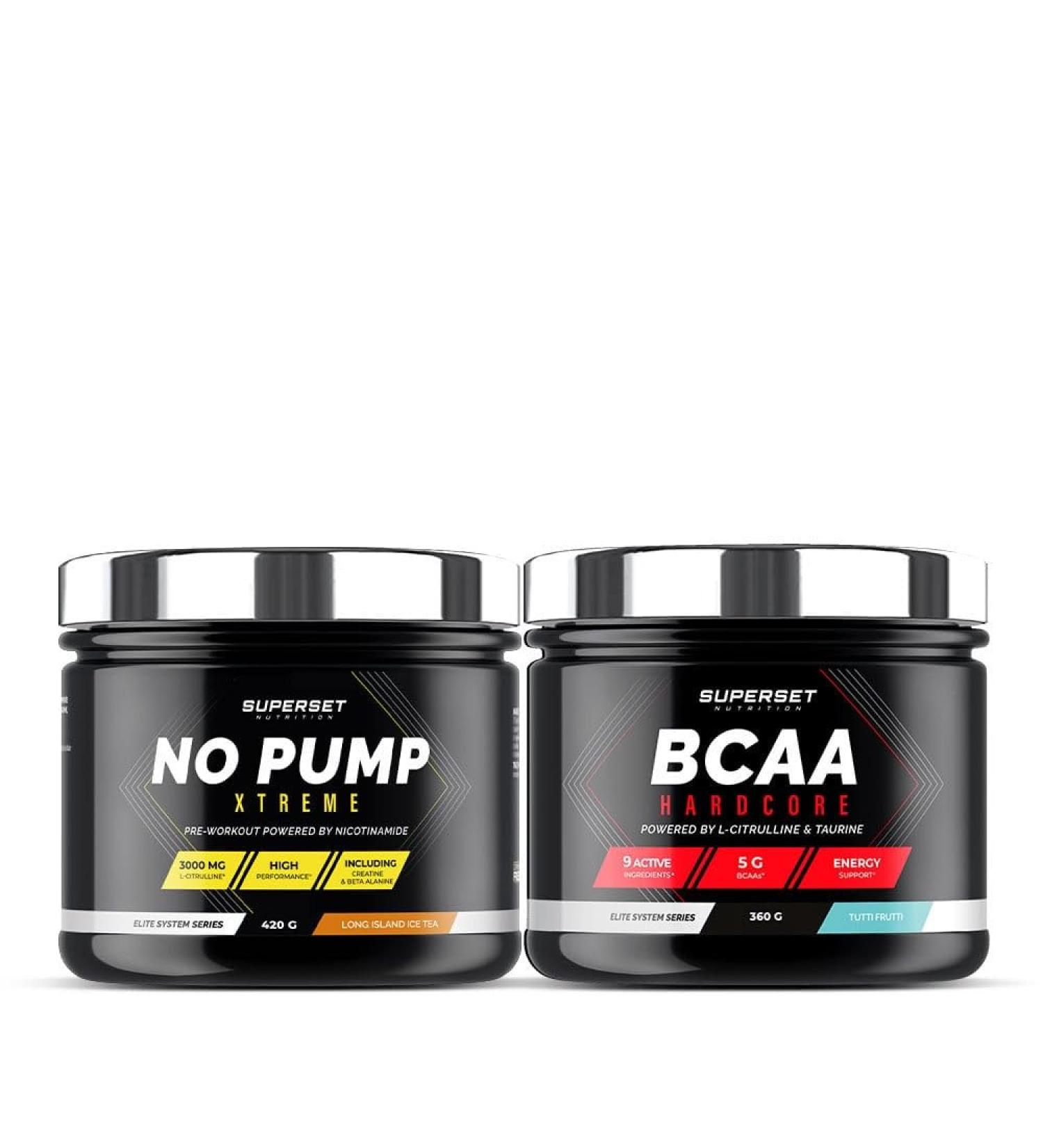 Superset Nutrition | Intensive Training Program - Bcaa Hardcore Tutti Frutti - No Pump Xtreme Long Island Icetea - Buy Online on GoSupps.com