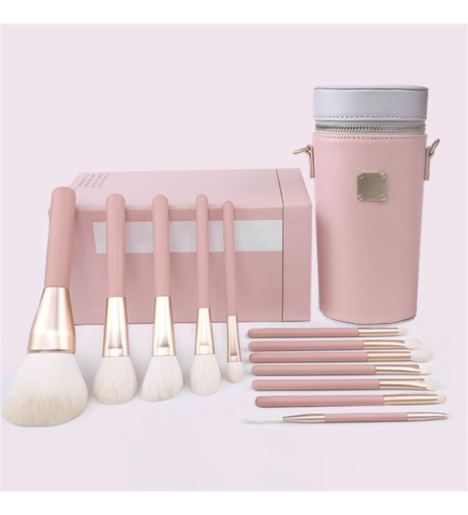 Smokey Peach 12pcs Makeup Brush Set - Premium Blush & Eyeshadow Brushes | Portable 18cm Full Makeup Kit for International Shipping - Buy Online on GoSupps.com