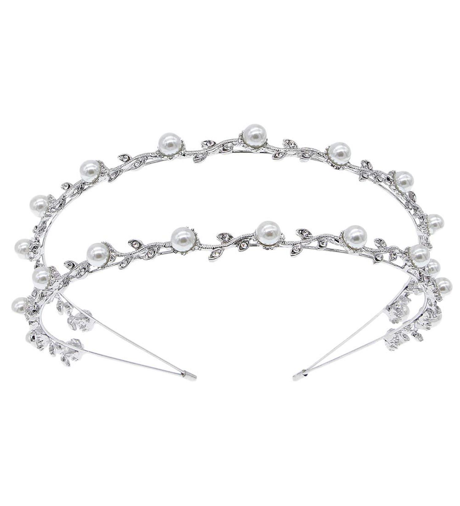 Beaupretty Women Crystal and Pearl Headband Alloy Double-row Hair Hoop Delicate Headdress Hair Jewelry - Buy Online on GoSupps.com