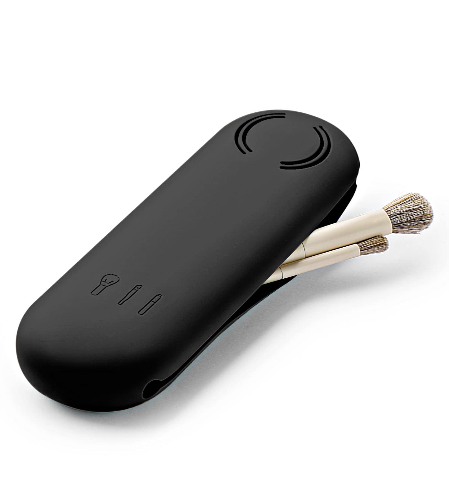 Travel Essentials Makeup Brush Holder Organizer - Silicone Cosmetic Bag Cover Case for Women - Black Large Magnetic Travel Brush Holder - Buy Online on GoSupps.com