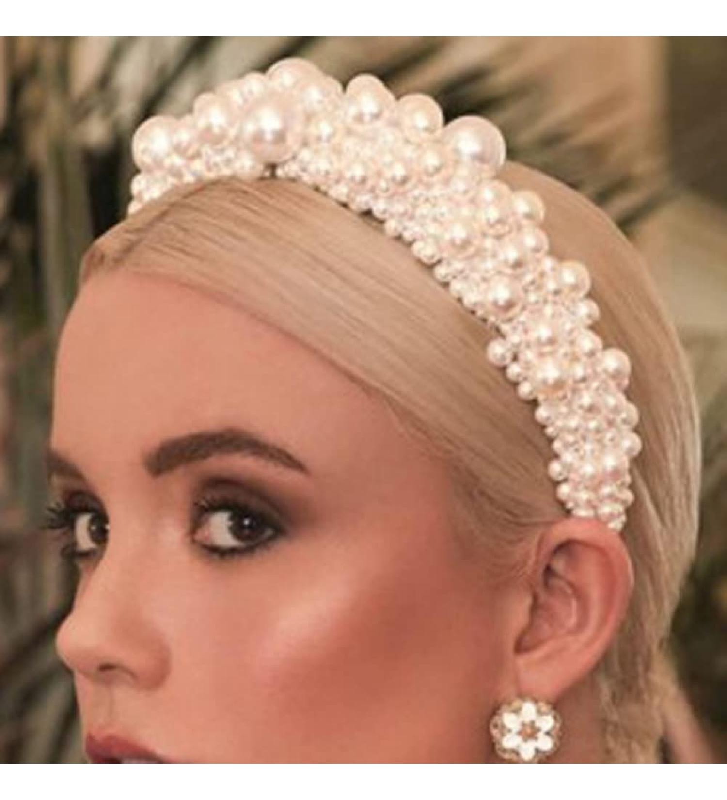 Wiwpar Pearl Headband - Elegant White Bridal Hair Hoop for Women/Girls (Style 2) - Buy Online on GoSupps.com