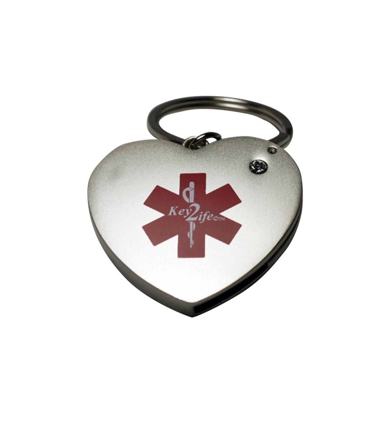 Heart EMR Key Ring by Key2Life | Silver Tone | International Shipping Available - Buy Online on GoSupps.com