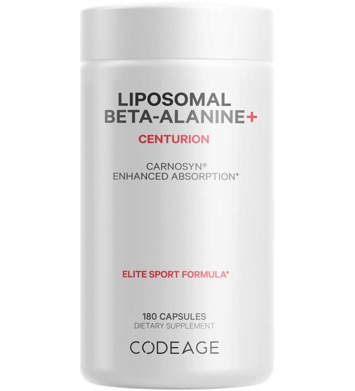 Codeage Liposomal Beta-Alanine Supplement - CarnoSyn - 180 Capsules for Pre & Post Workout - Non-GMO 2-Month Supply - Optimal Liposomal Delivery - Buy Online on GoSupps.com