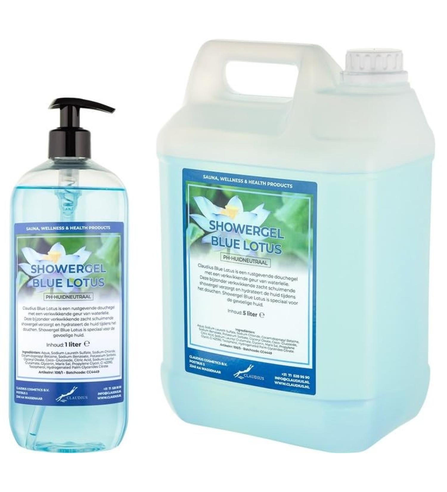 Claudius Showergel Blue Lotus 5 liter + 1 liter with pump transparent