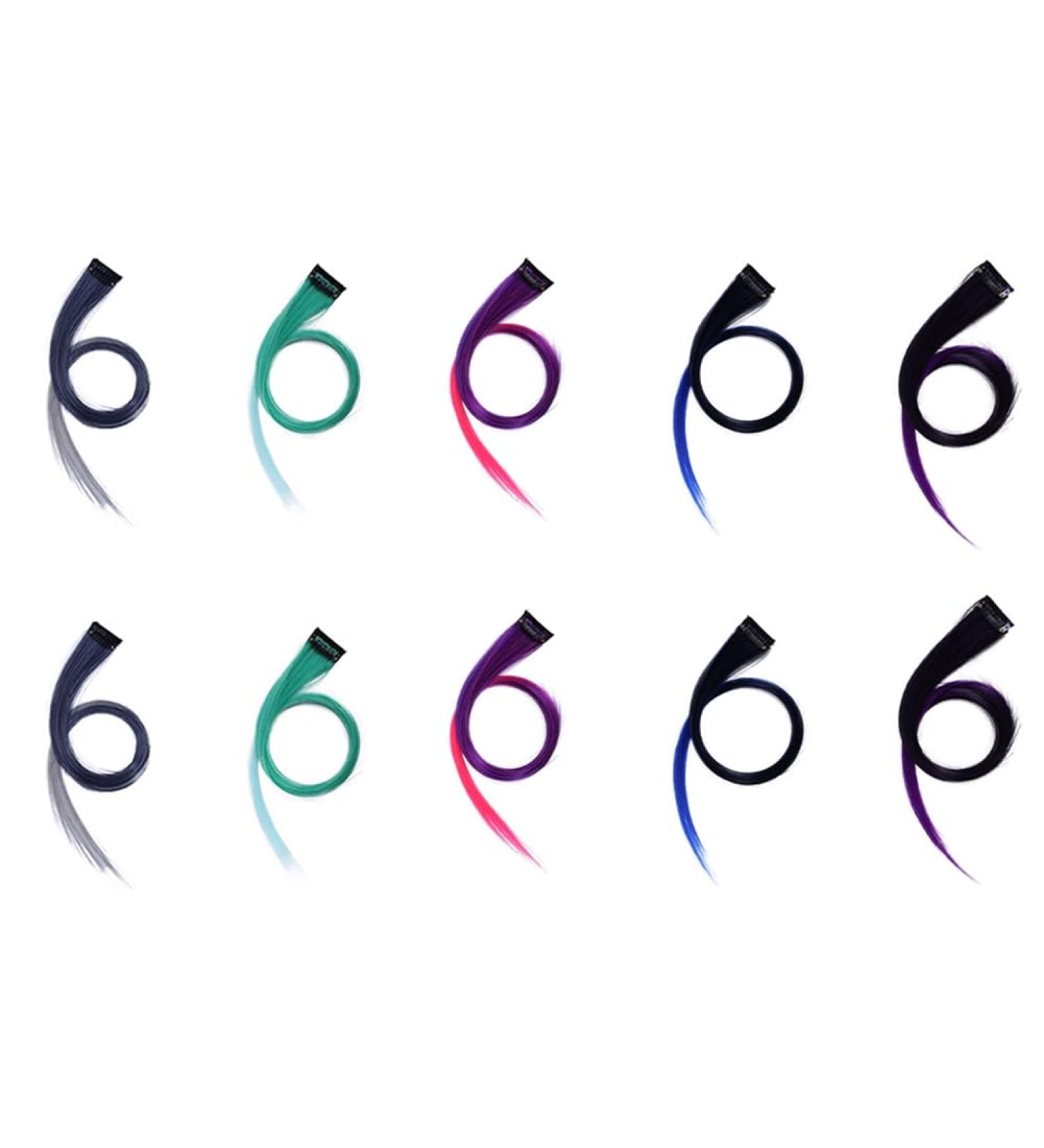 Duontyye Rainbow Highlighted Fading Colours Hair Extension Hairpin Long Straight Hair Clip Trimmable for Hair False Hair 3.2x55cm - Buy Online on GoSupps.com