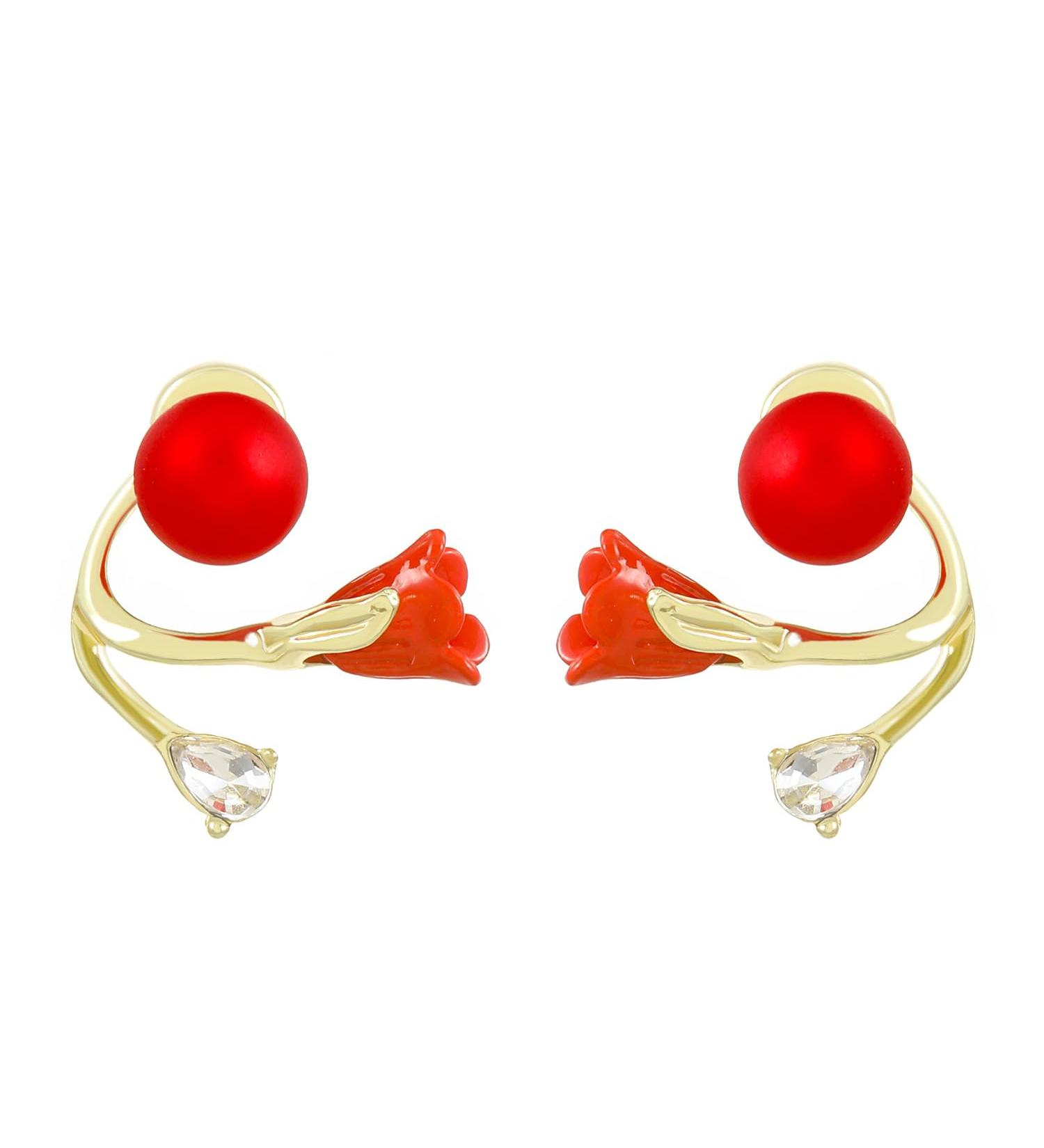 Tulip Flower Versatile Earrings Black Tulip Flower Stud Earrings Red Pearl Tulip Stud Earrings Fashion earrings gifts for ladies girls 1 Pair Red - Buy Online on GoSupps.com