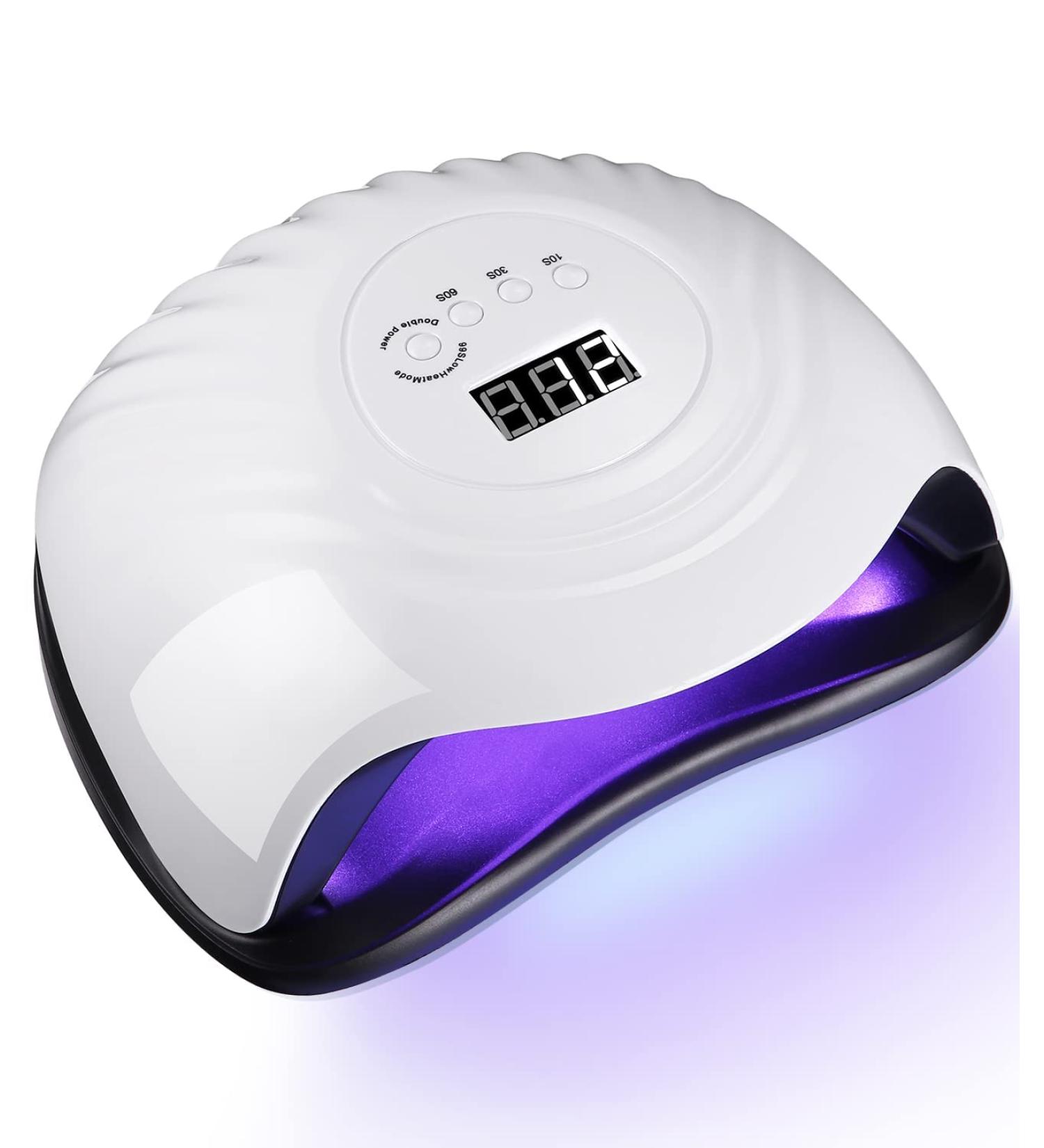 Birshe 168W UV LED Nail Lamp - Professional Gel Nail Dryer with Timer & LCD Display - Portable Classic White - Buy Online on GoSupps.com