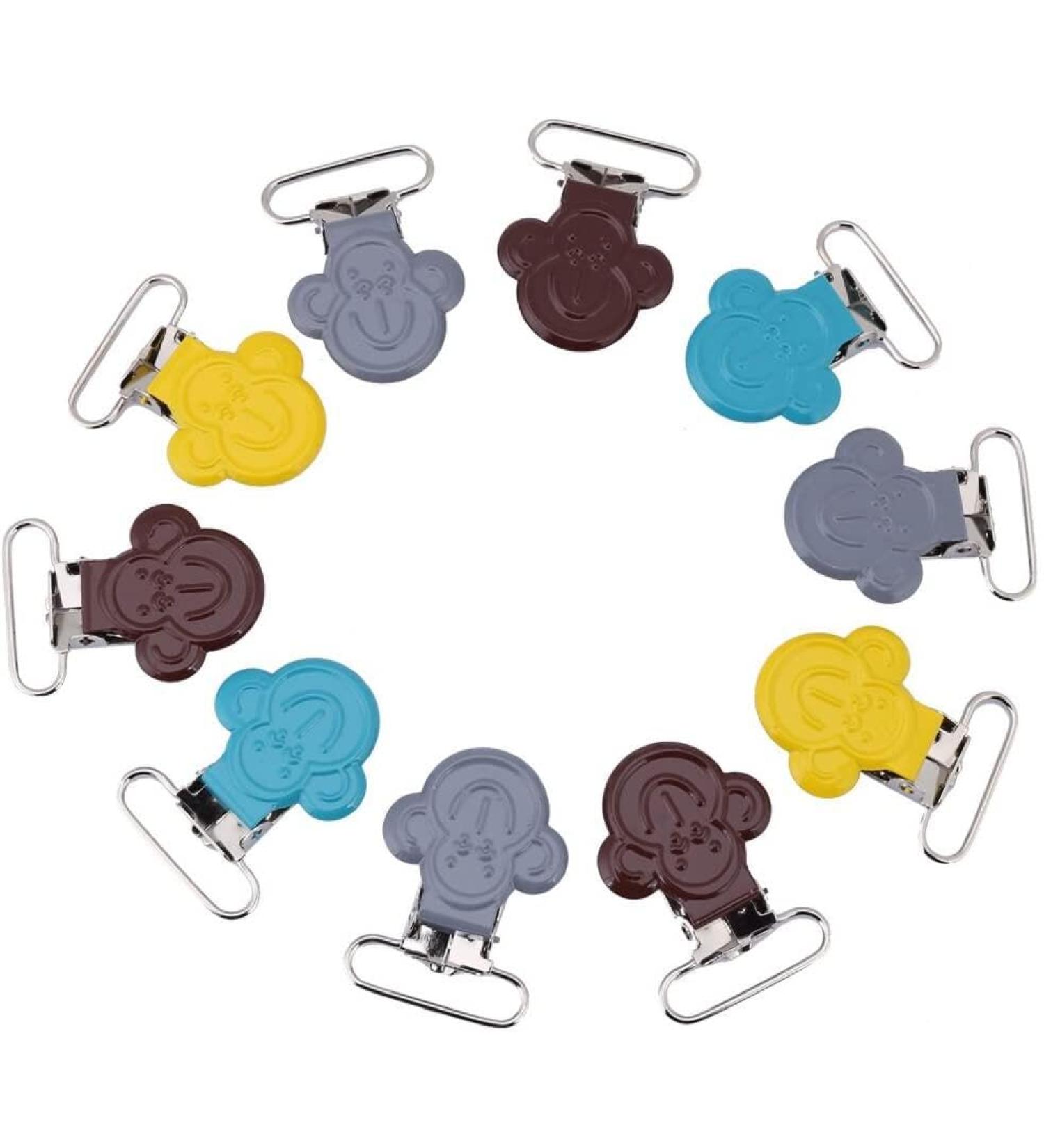 10-Pack Mini Monkey-Shaped Schnuller Braces Clips Cute & Clever Holder for Bibs and Toys - Buy Online on GoSupps.com