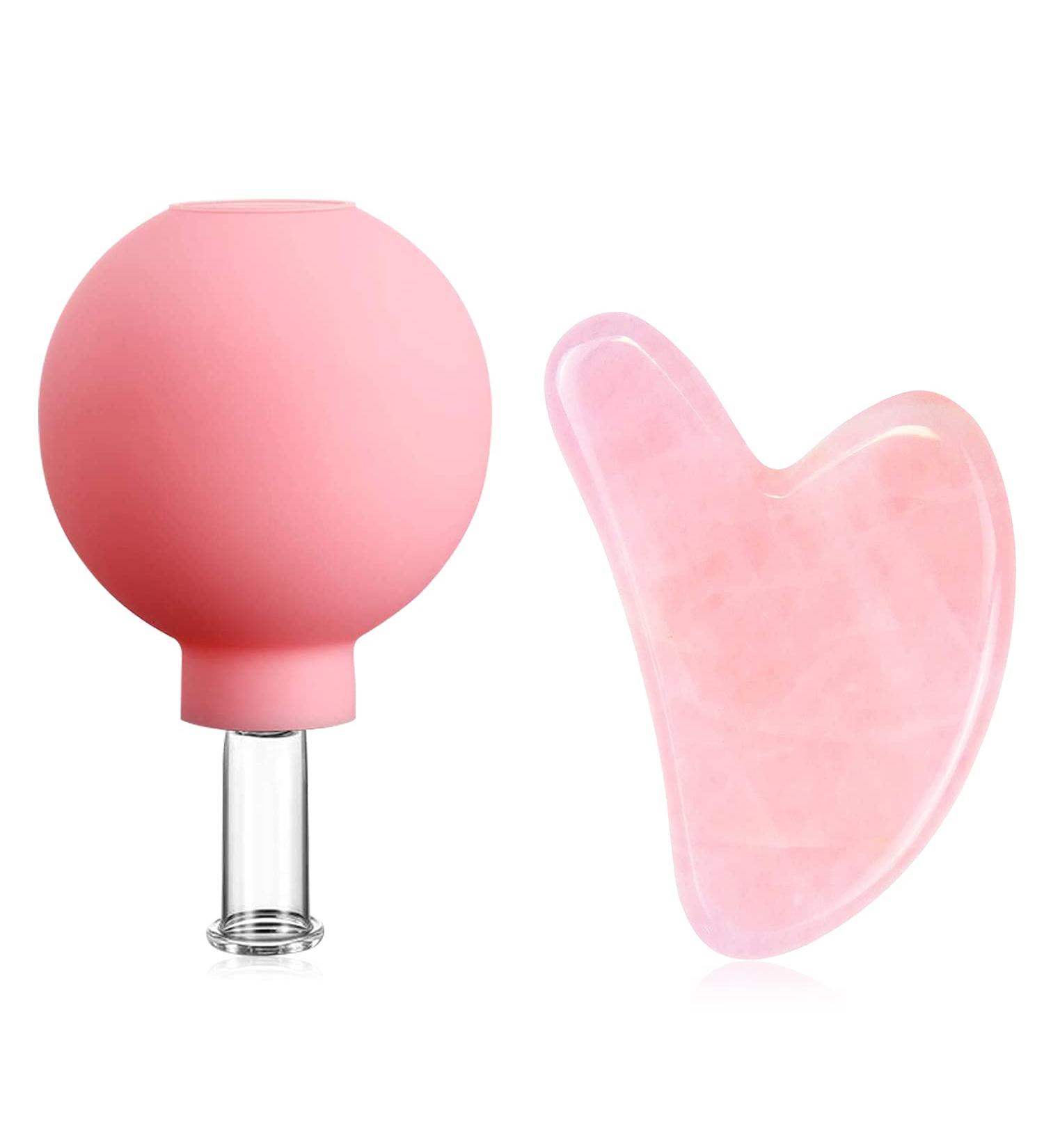 Glass Silicone Cupping Set - 0.4 Inch Pink - Vacuum Suction Massage Cups - Buy Online on GoSupps.com