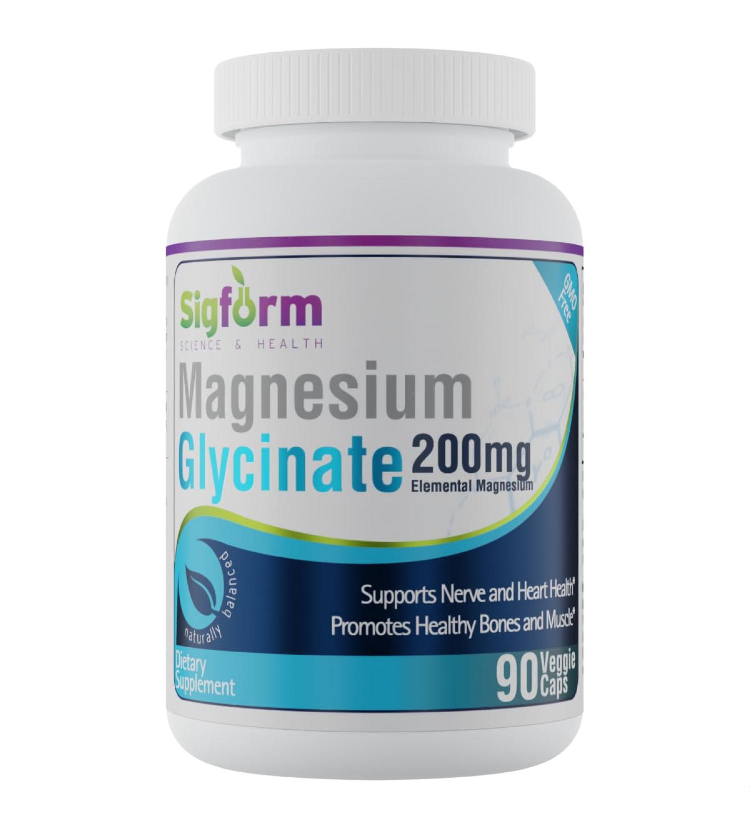 SIGFORM Magnesium Glycinate Capsules (200mg per Capsule 90 Count) Made in USA - Buy Online on GoSupps.com