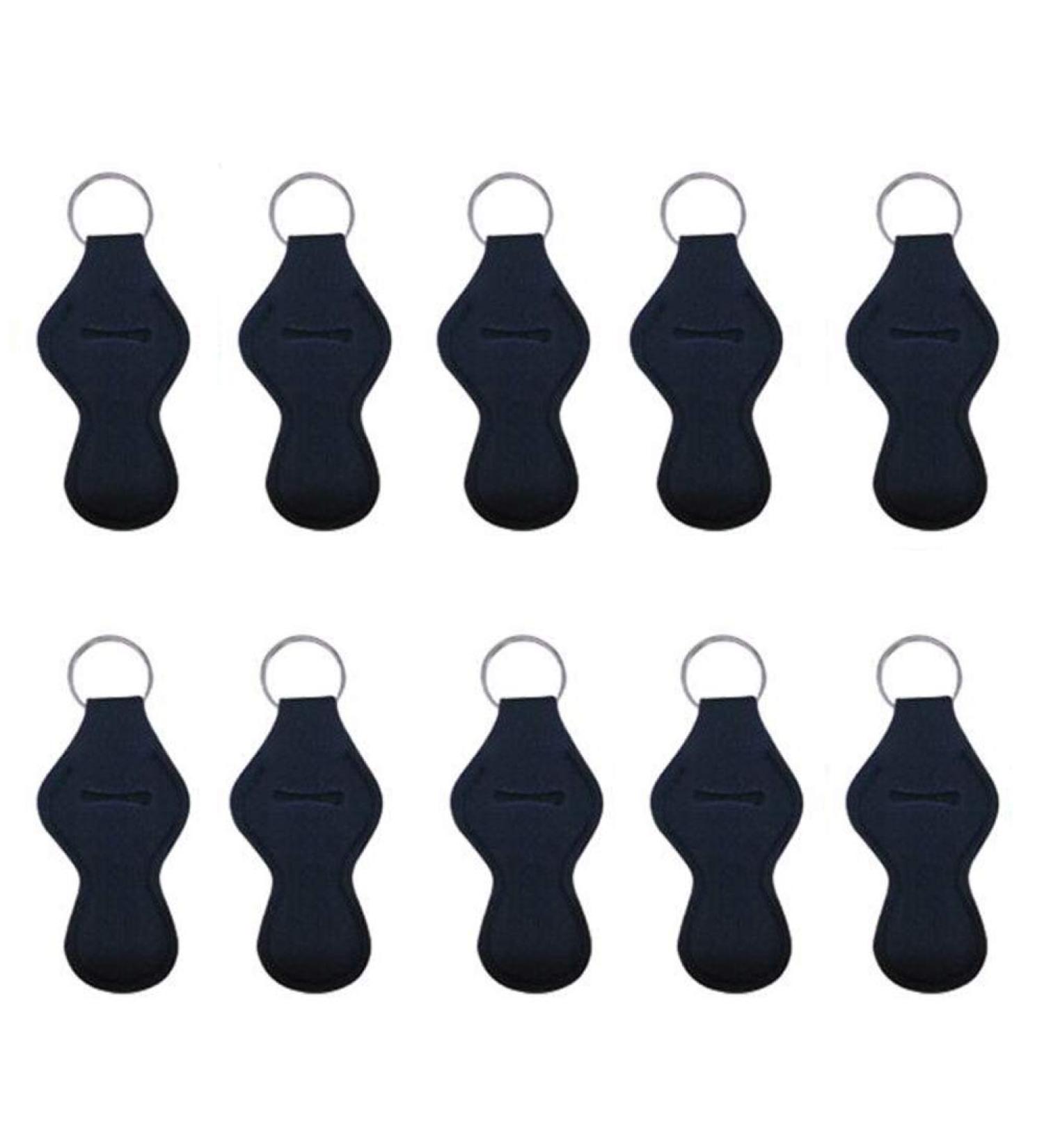 10Pcs Black Neoprene Lipstick Holder Keychain Keyring - Travel Lip Balm Holder Pendant for Men and Women - Buy Online on GoSupps.com