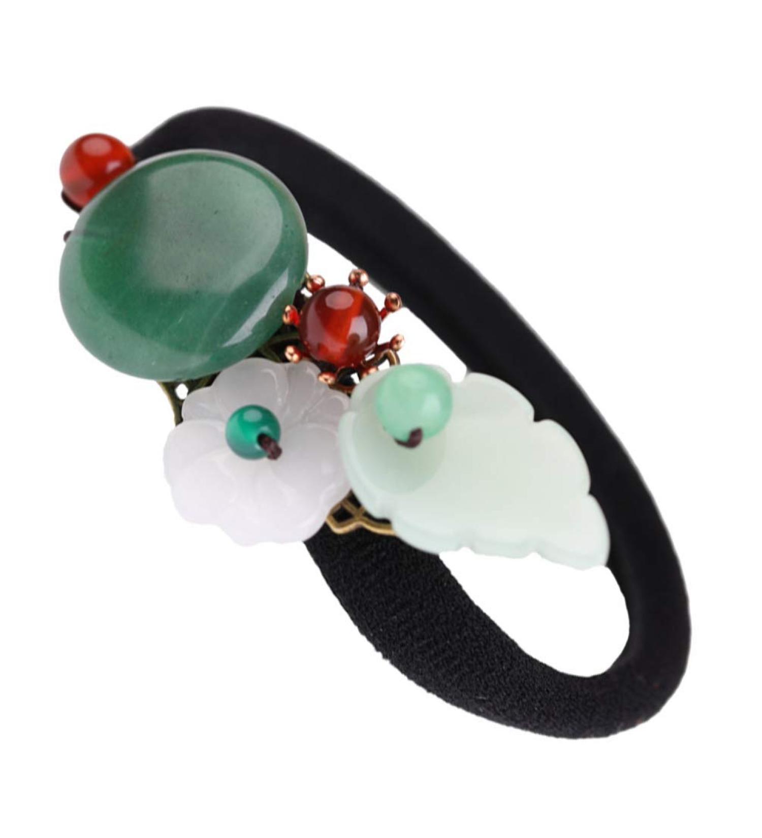 Beaupretty Antique Chinese Style Jade Hair Tie - Elastic Ponytail Holder for Women and Girls - Buy Online on GoSupps.com
