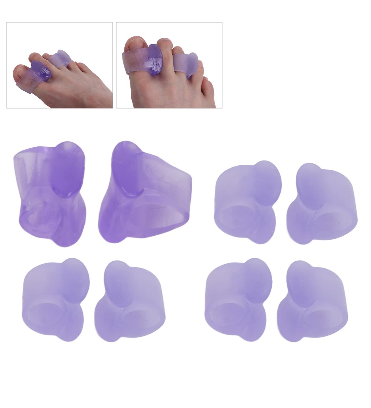 4 Pairs Silicone Toe Separators for Hallux Valgus Relief - Purple - Buy Online on GoSupps.com