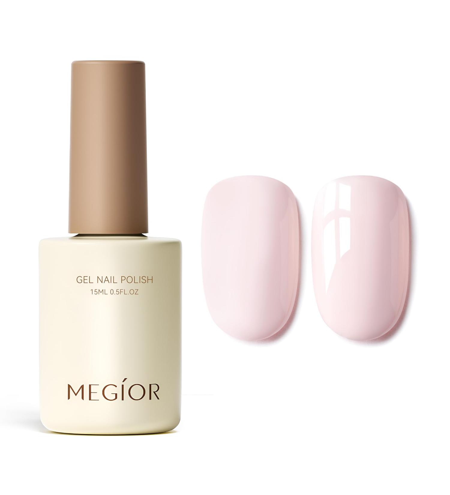 MEGIOR Light Pink Gel Nail Polish 15ml Baby Pink Gel Polish High Gloss Soak Off UV LED Nail Gel Polish for Nail Art Manicure Salon DIY Home Gift for Girls - Buy Online on GoSupps.com
