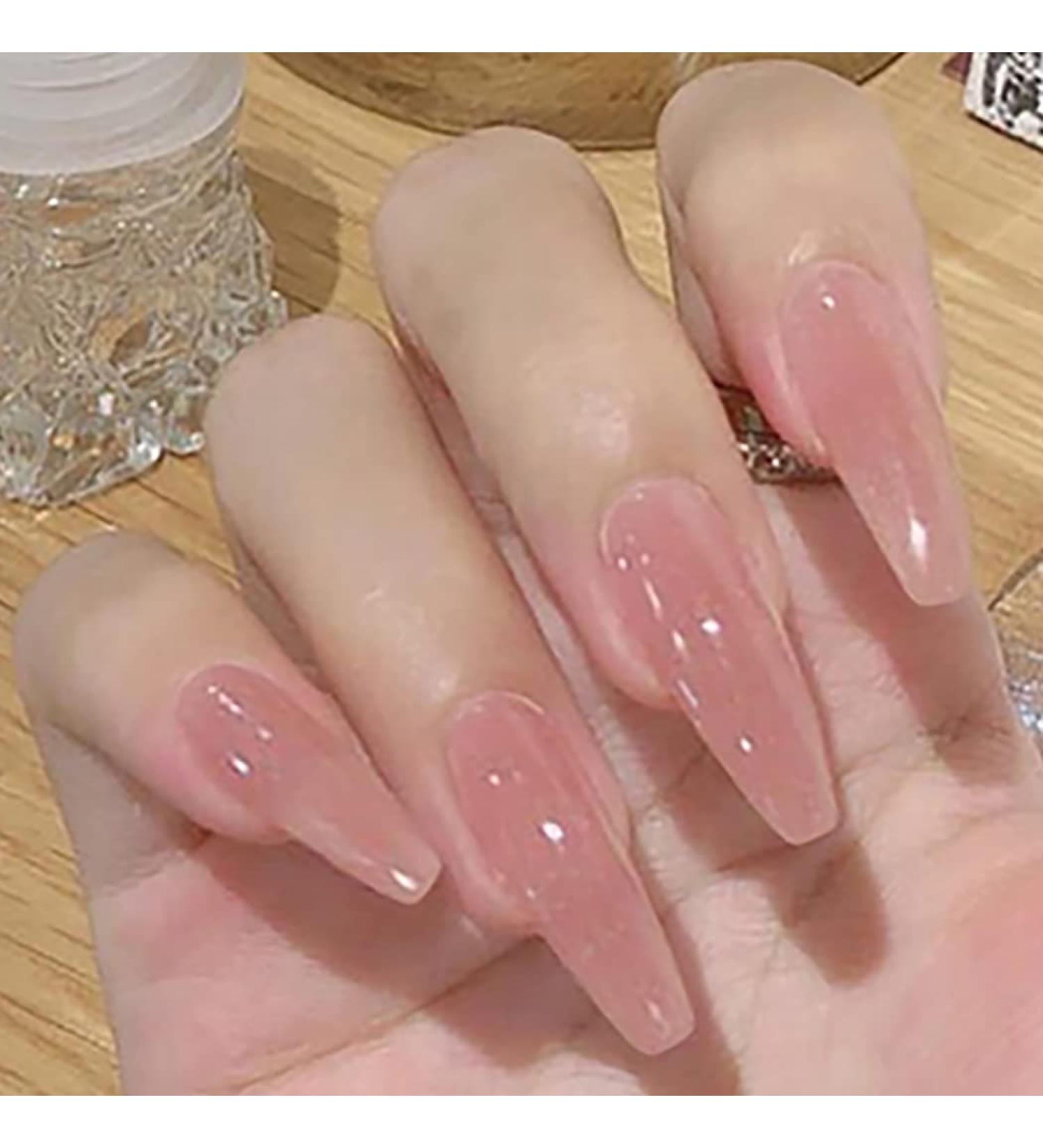 OnSaya Coffin False Nails Long Fake Nails Pink Natural Press on Nails Ballerina Acrylic Stick on Nails 24pcs for Women and Girls 1 count (Pack of 1) Pink - Buy Online on GoSupps.com