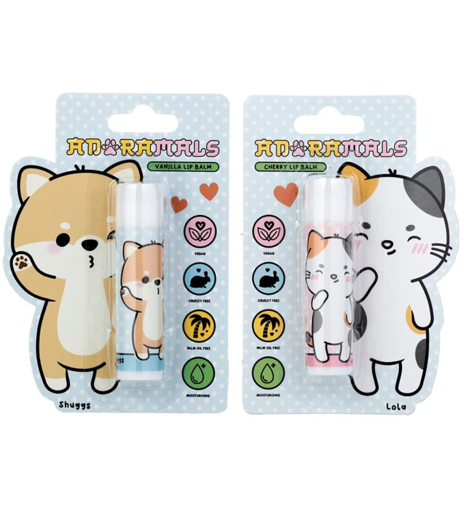 Puckator Lola the Cat and Shuggs the Shiba Inu Dog Adoramals Pets Stick Lip Balm Cherry (Lola) Vanilla (Shuggs) Lip Care Stick Balms Chapstick Holiday Essentials For Women Family Lipbalm Moisturiser - Buy Online on GoSupps.com