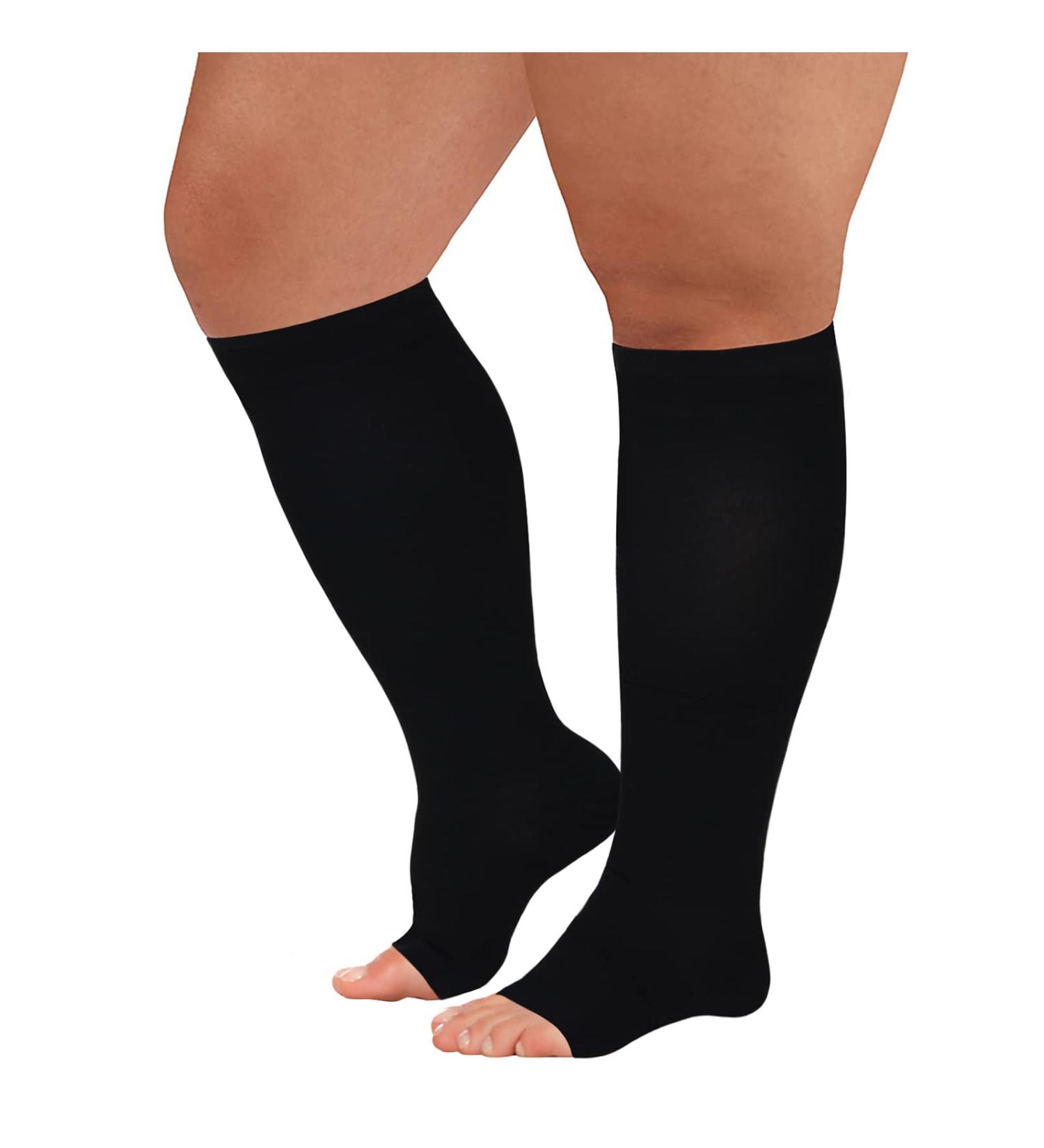 Blahhey 5XL Extra Wide Calf Compression Socks Toeless | 20-30 mmHg Plus Size Black | Men Women 5X-Large - Buy Online on GoSupps.com